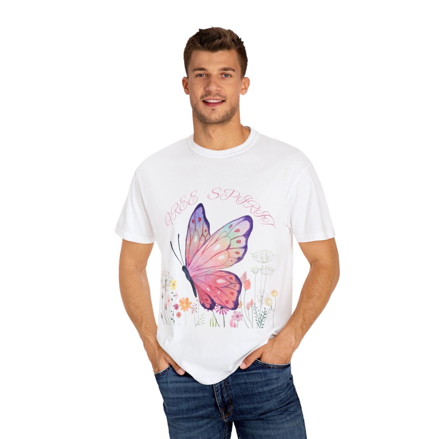 Butterfly Meadow T-Shirt, Colorful Graphic Tee for Nature Lovers, Spring Fashion, Gift for Her, Eco-Friendly Apparel