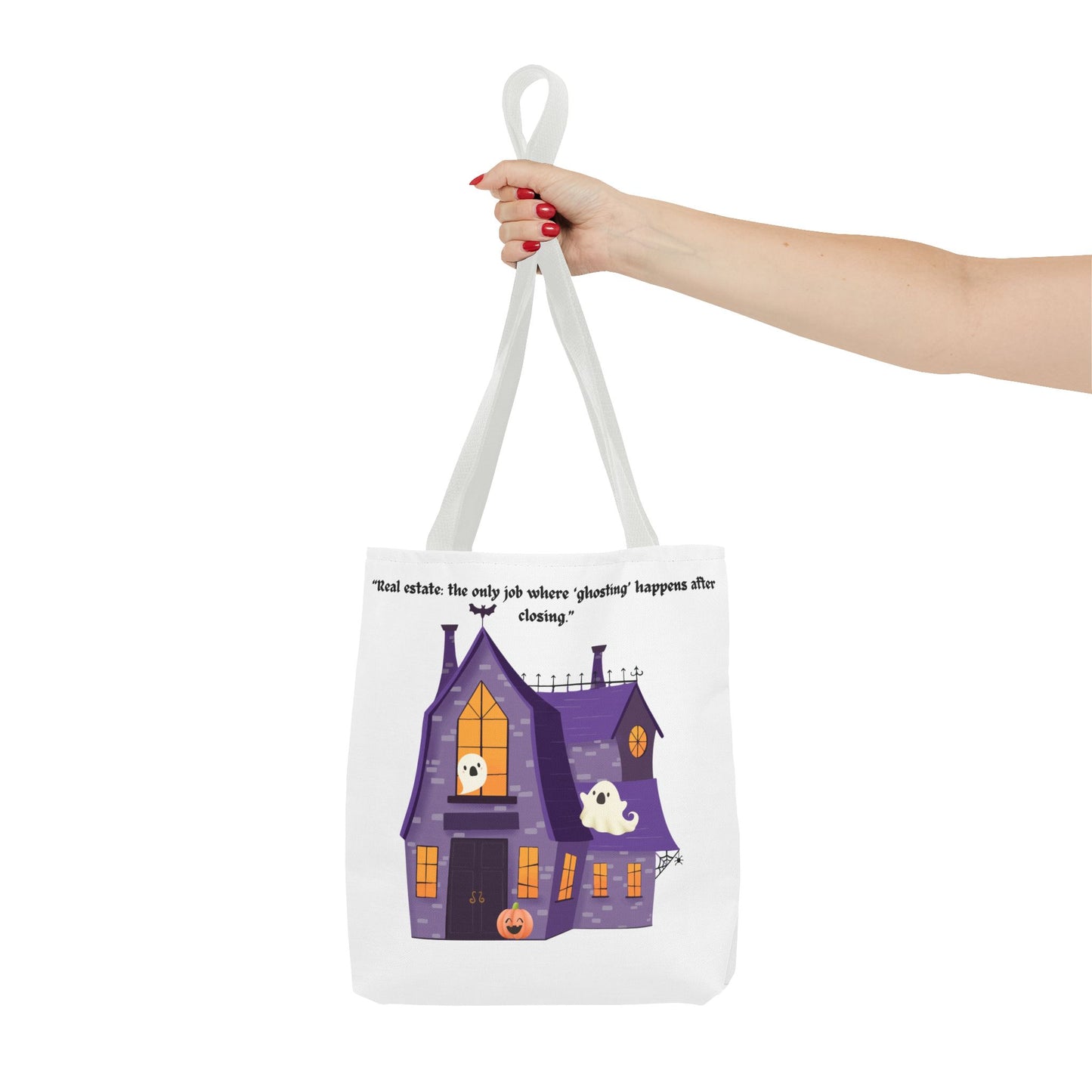 REAL ESTATE Halloween Tote Bag, Ghostly Real Estate Humor, Fun & Spooky Gift for Realtors, Trick or Treat, Fall Celebration Accessories