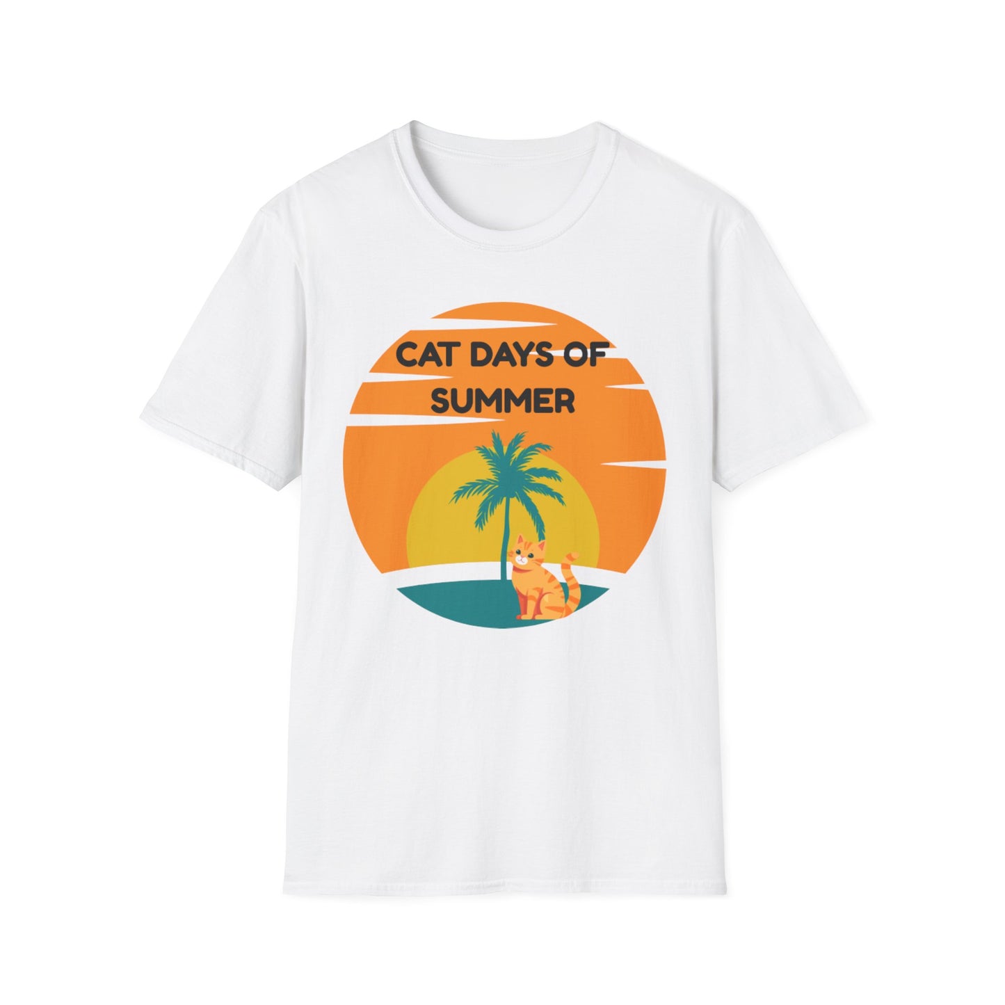 Cat Days of Summer Unisex Softstyle T-Shirt, Cute Cat Shirt, Summer Tee, Vacation Top, Animal Lover Gift, Fun Relaxed Fit