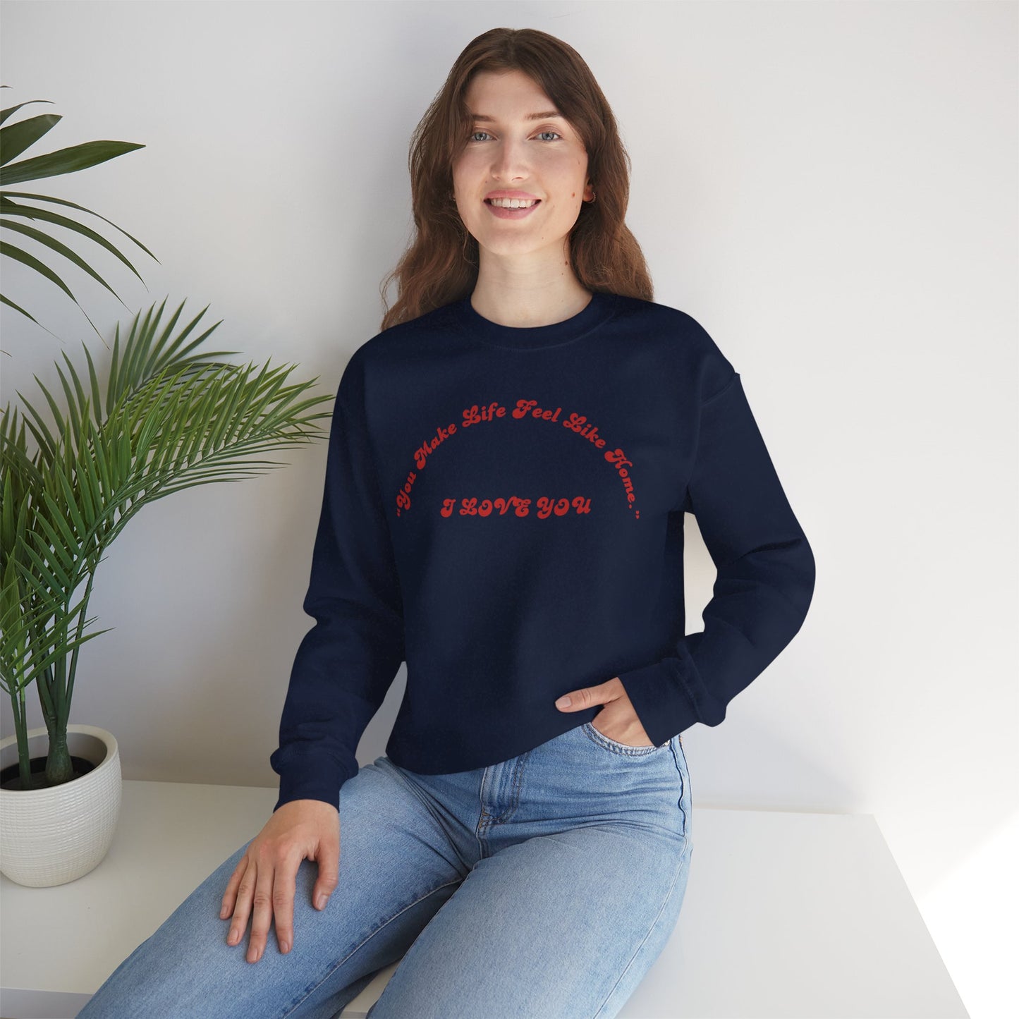 I Love You Crewneck Sweatshirt — Retro Red Script Valentine Sweatshirt