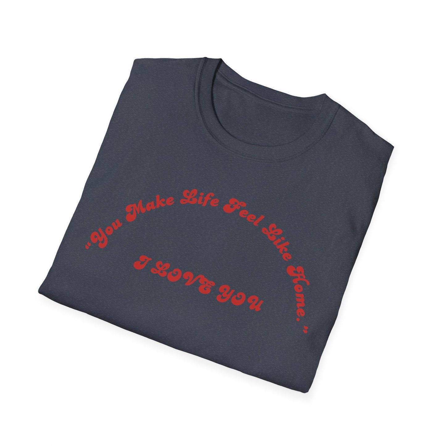 I Love You Graphic Tee — Romantic Red Script Chest Shirt