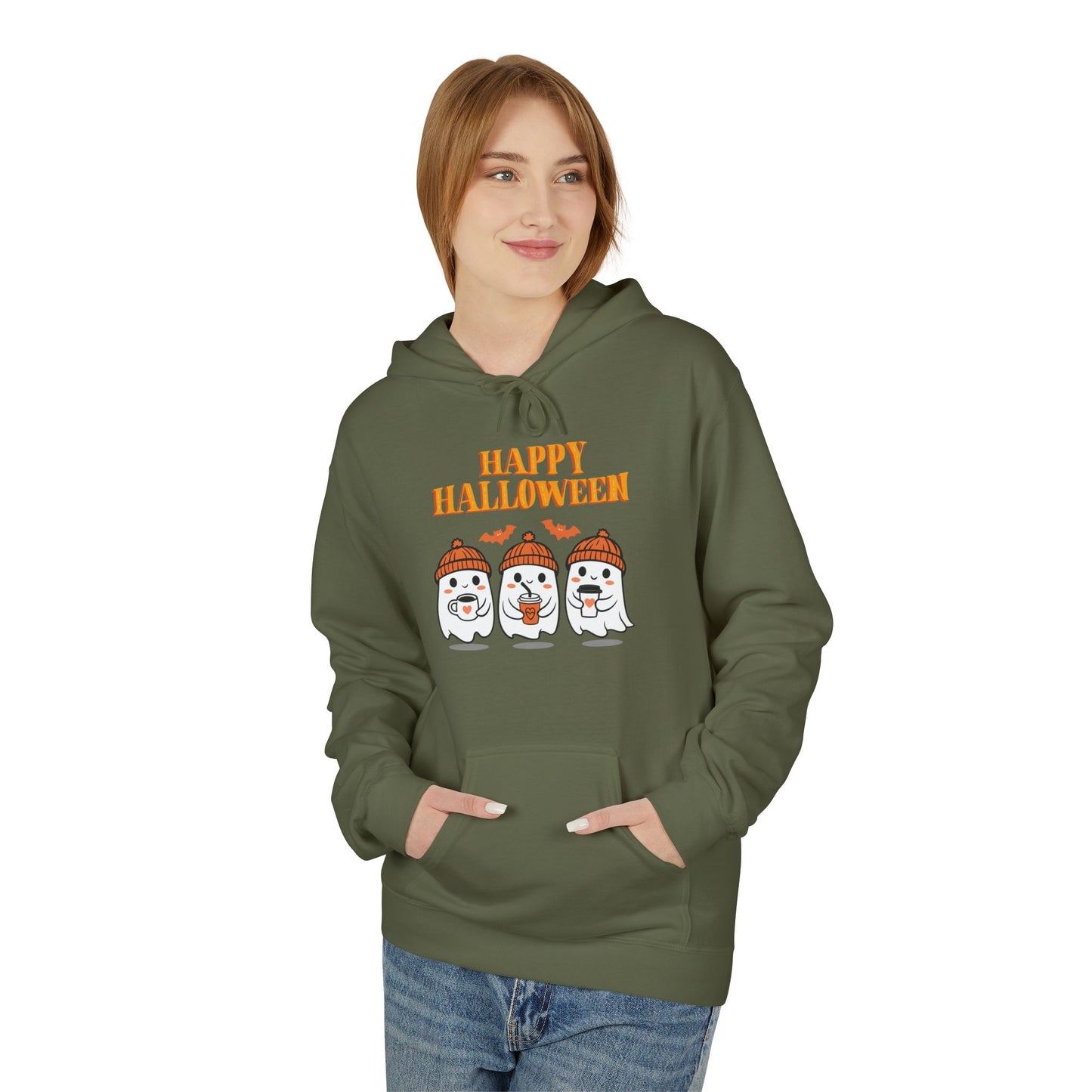Halloween Ghosts Unisex Hoodie, Cozy Fall Apparel, Spooky Season Sweatshirt, Happy Halloween Gift, Cute Halloween Clothing