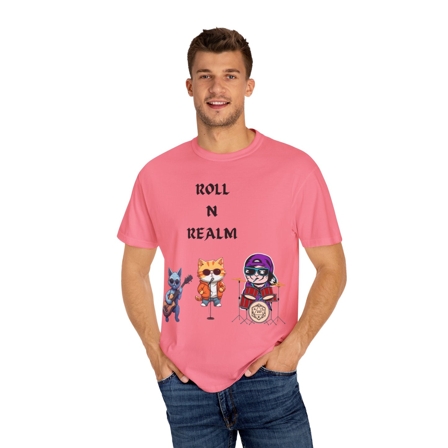 Rockin' Cat Band Tee - Unisex Garment-Dyed T-Shirt, Fun Music Shirt, Gift for Cat Lovers, Concert Attire, Casual Everyday Wear
