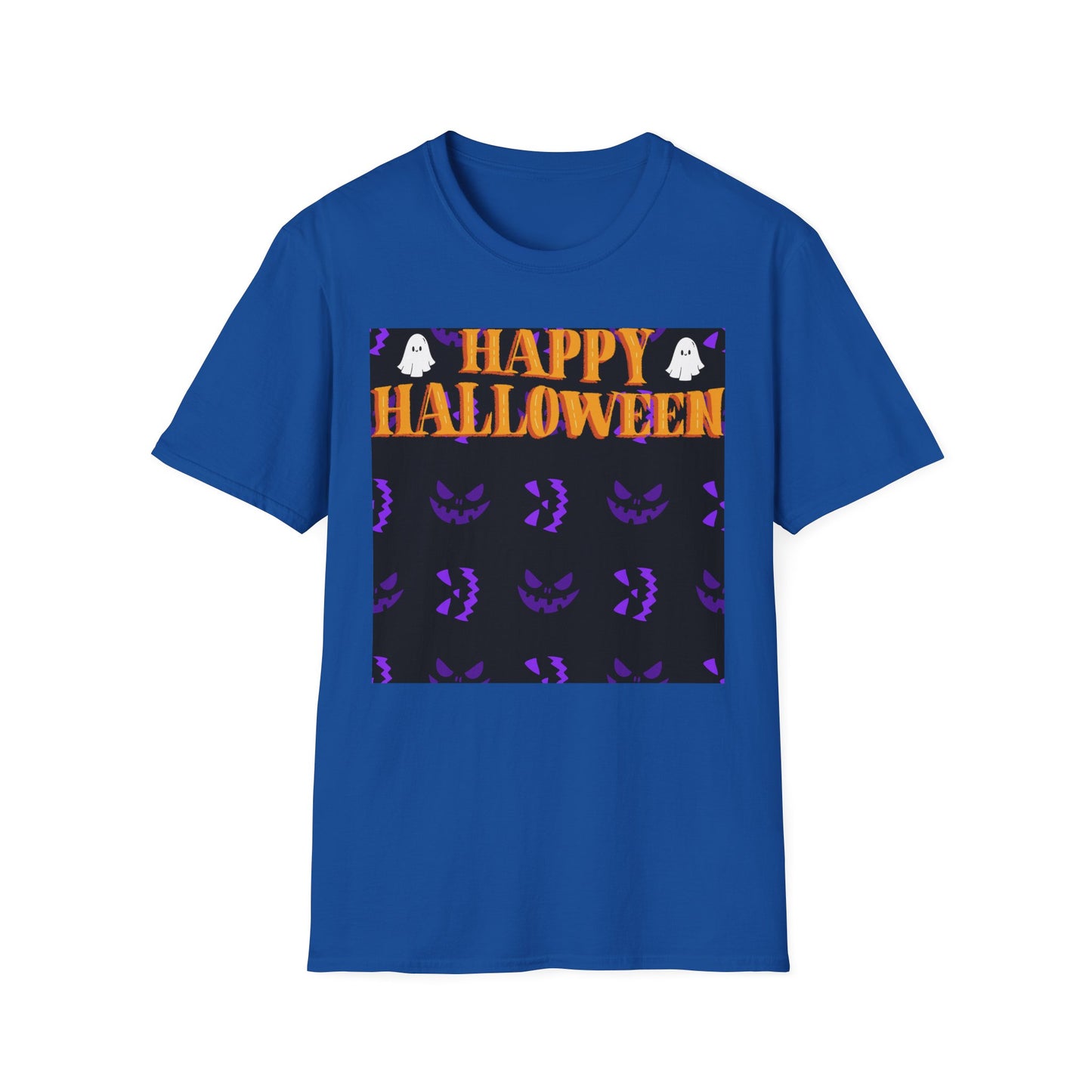 Halloween-Themed Unisex Softstyle T-Shirt, Spooky Fun Shirt, Ghost and Pumpkin Tee, Seasonal Apparel, Festive Gift, Halloween Costume