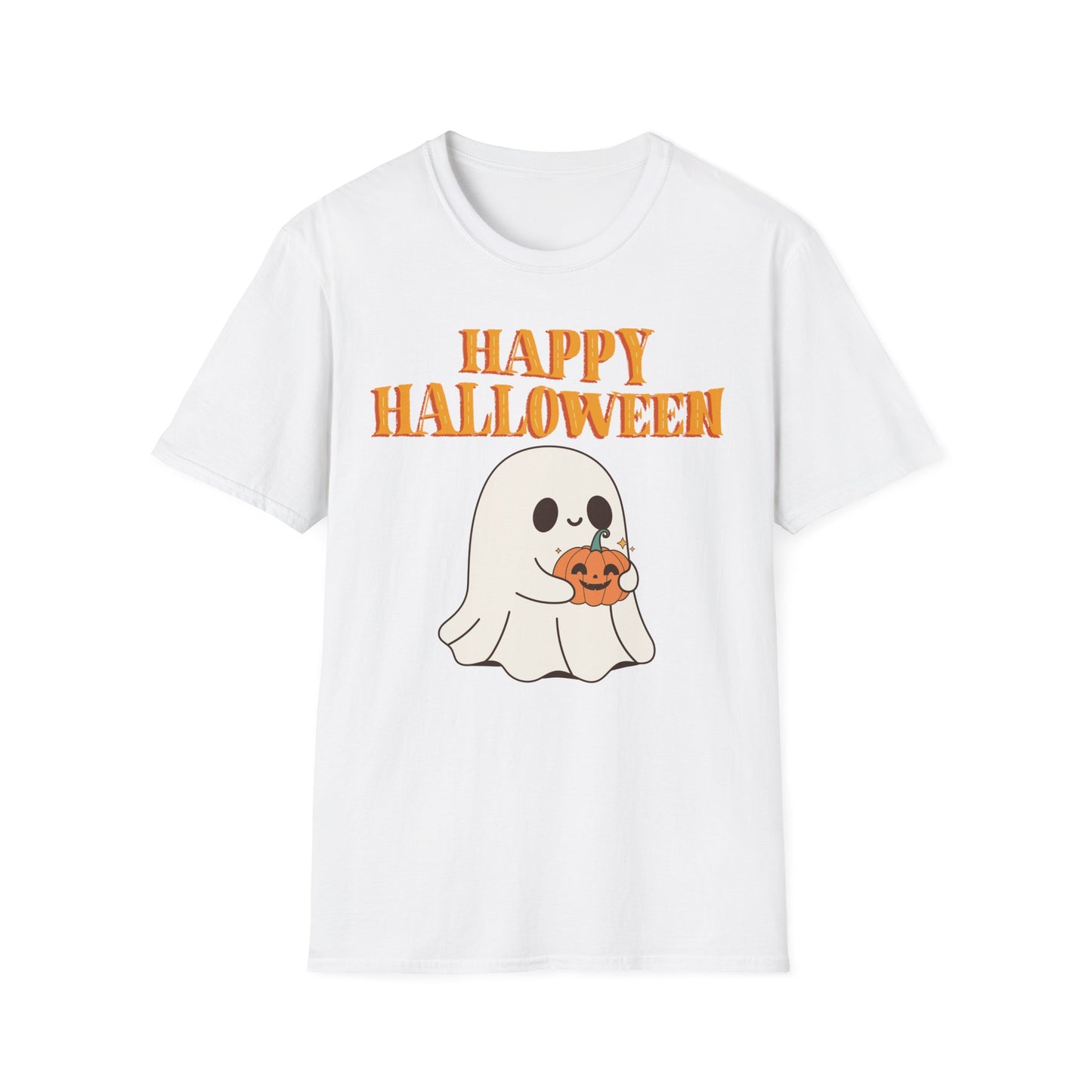 Happy Halloween Ghost T-Shirt, Cute Halloween Tee, Unisex Graphic T-Shirt, Fall Apparel, Spooky Season Shirt, Trick or Treat Top