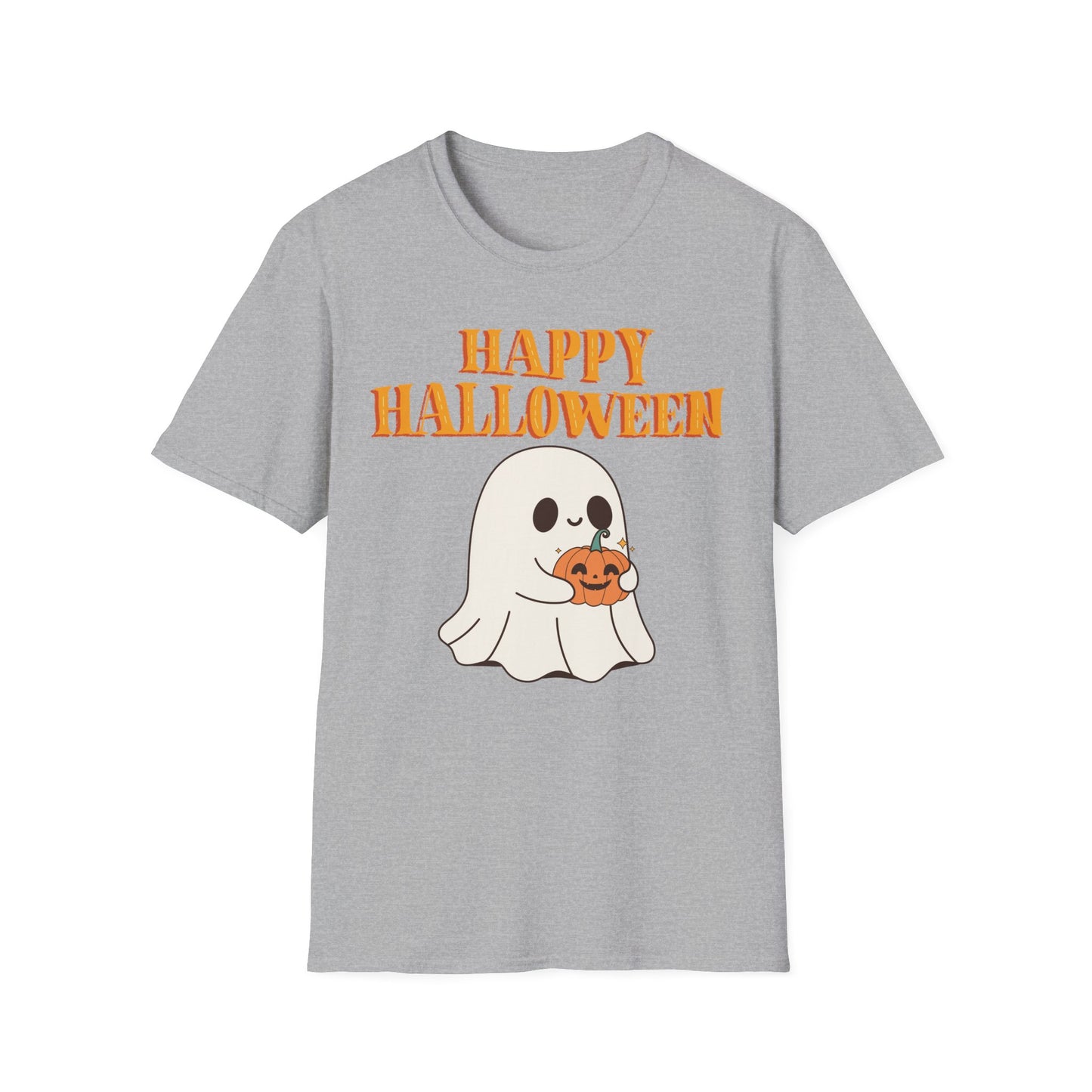 Happy Halloween Ghost T-Shirt, Cute Halloween Tee, Unisex Graphic T-Shirt, Fall Apparel, Spooky Season Shirt, Trick or Treat Top