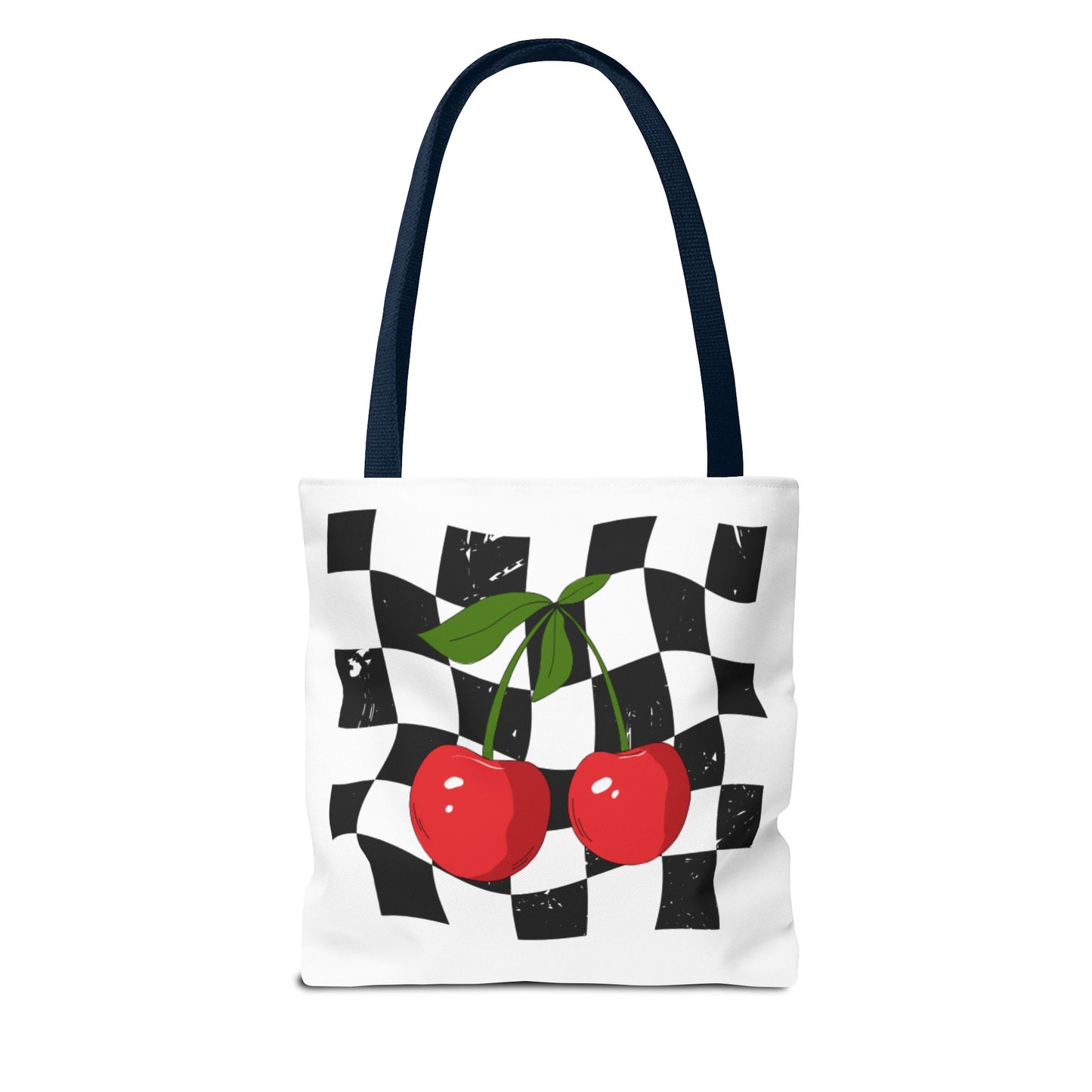 Cute Cherry Checkerboard Tote Bag, Summer Vibe Shopping Bag, Trendy Eco-Friendly Gift, Picnic Essential, Festival Accessory