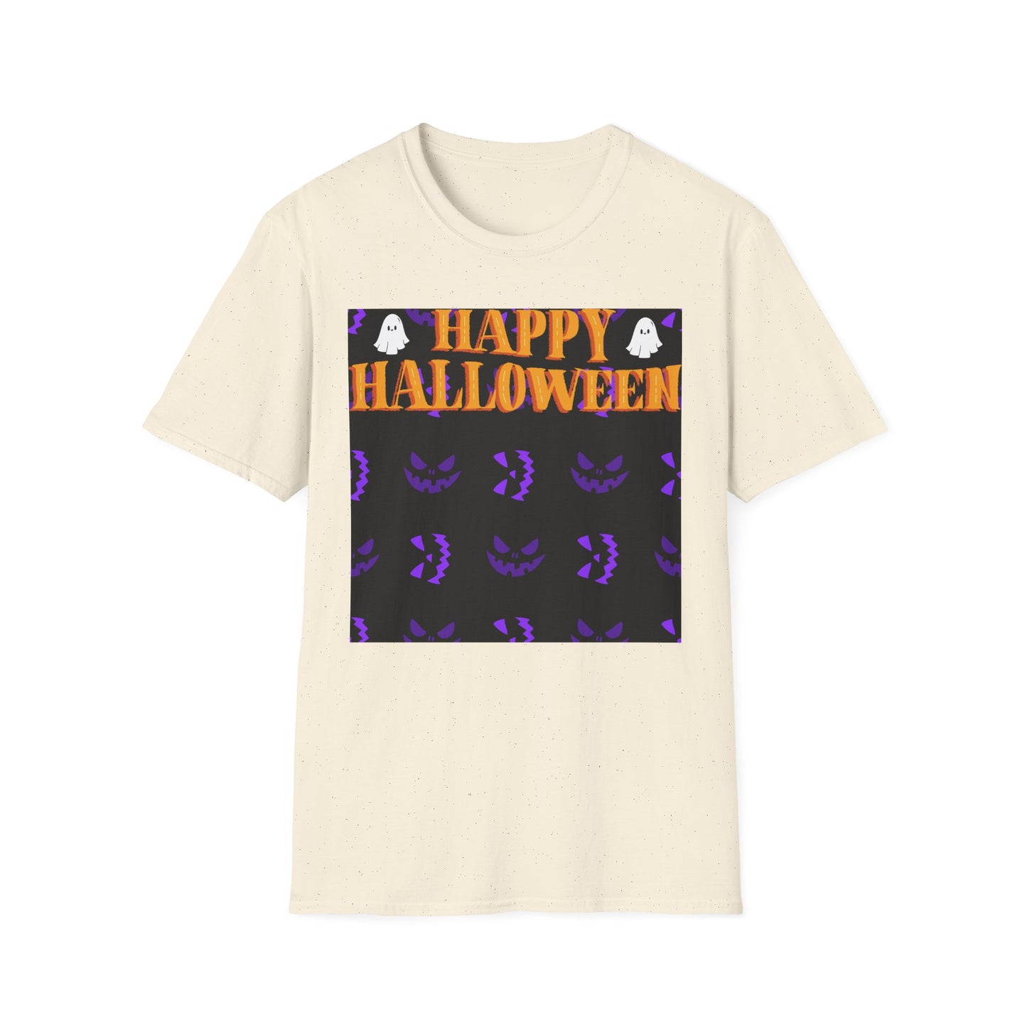 Halloween-Themed Unisex Softstyle T-Shirt, Spooky Fun Shirt, Ghost and Pumpkin Tee, Seasonal Apparel, Festive Gift, Halloween Costume