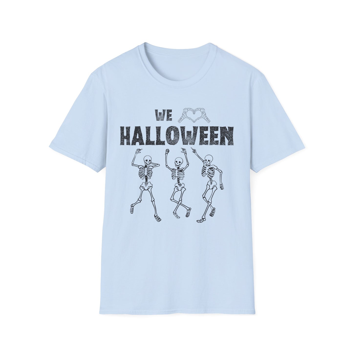 Halloween Skeleton Unisex T-Shirt, Softstyle Tee, Seasonal Shirt, Spooky Apparel, Halloween Gift Idea, All Ages Celebration Wear