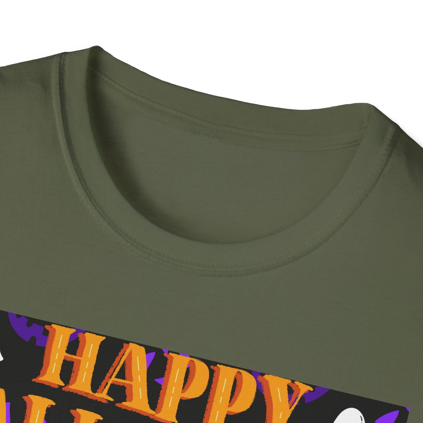 Halloween-Themed Unisex Softstyle T-Shirt, Spooky Fun Shirt, Ghost and Pumpkin Tee, Seasonal Apparel, Festive Gift, Halloween Costume