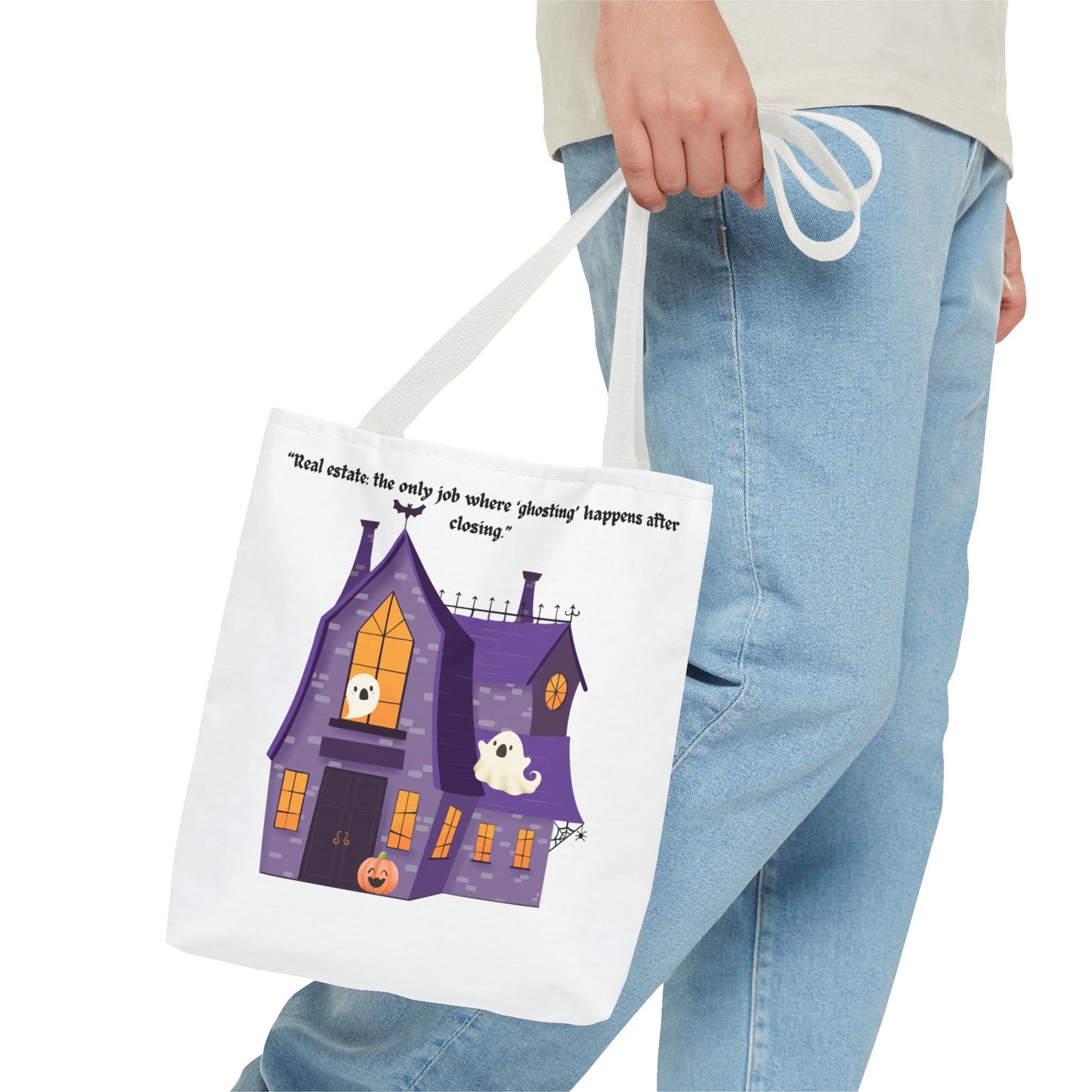 REAL ESTATE Halloween Tote Bag, Ghostly Real Estate Humor, Fun & Spooky Gift for Realtors, Trick or Treat, Fall Celebration Accessories