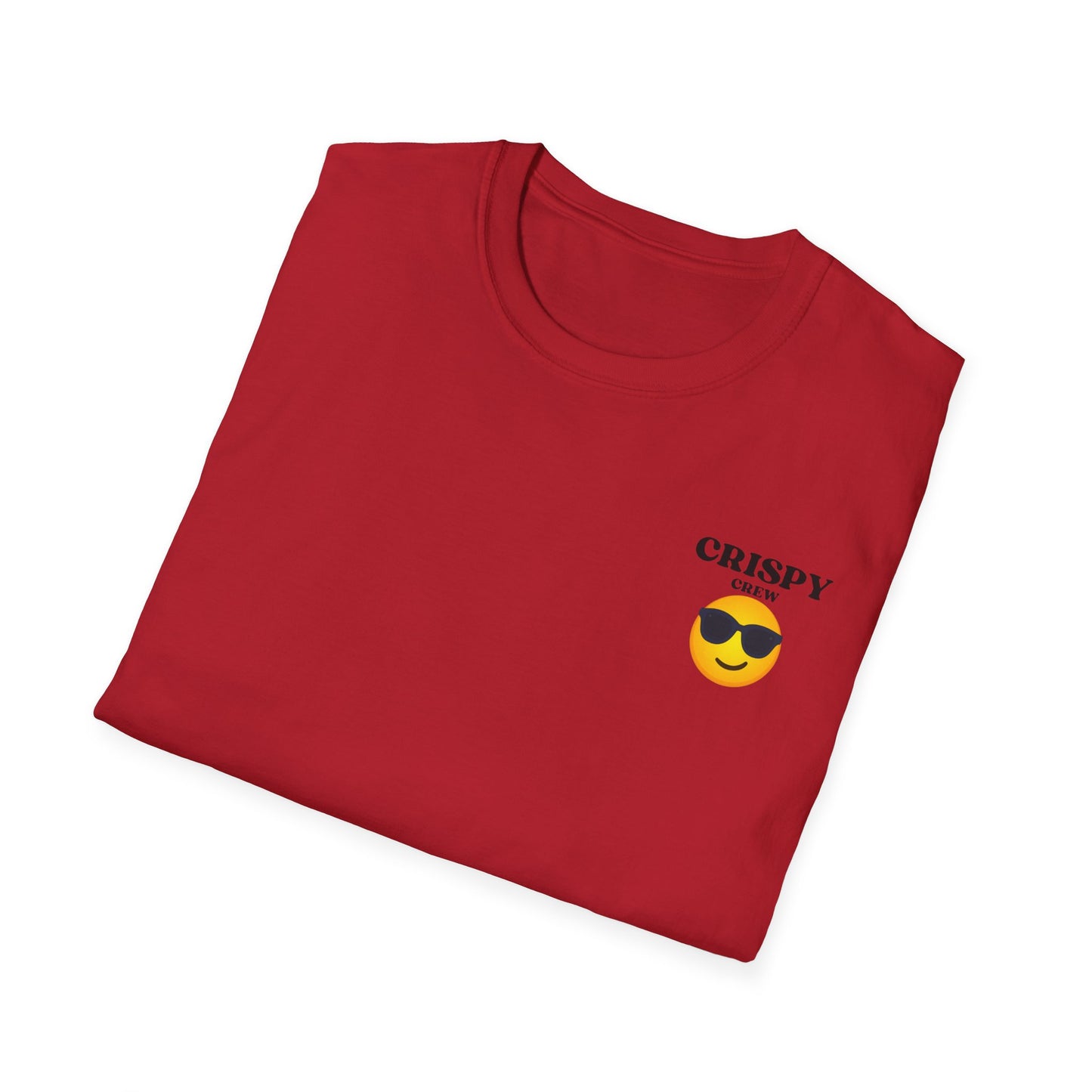 Crispy Crew Unisex Softstyle T-Shirt, Funny Emoji Tee, Casual Summer Shirt, Gift for Friends, Relaxed Fit Clothing