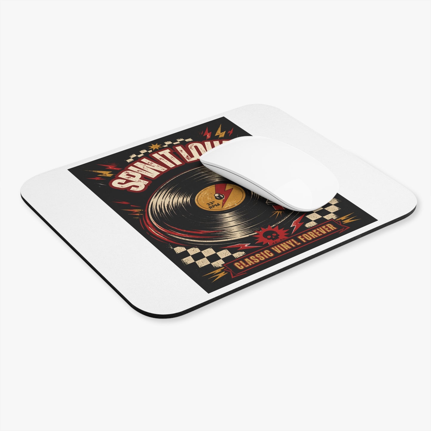 Spin It Loud record player Mouse Pad | Classic Vinyl Forever retro music desk mat