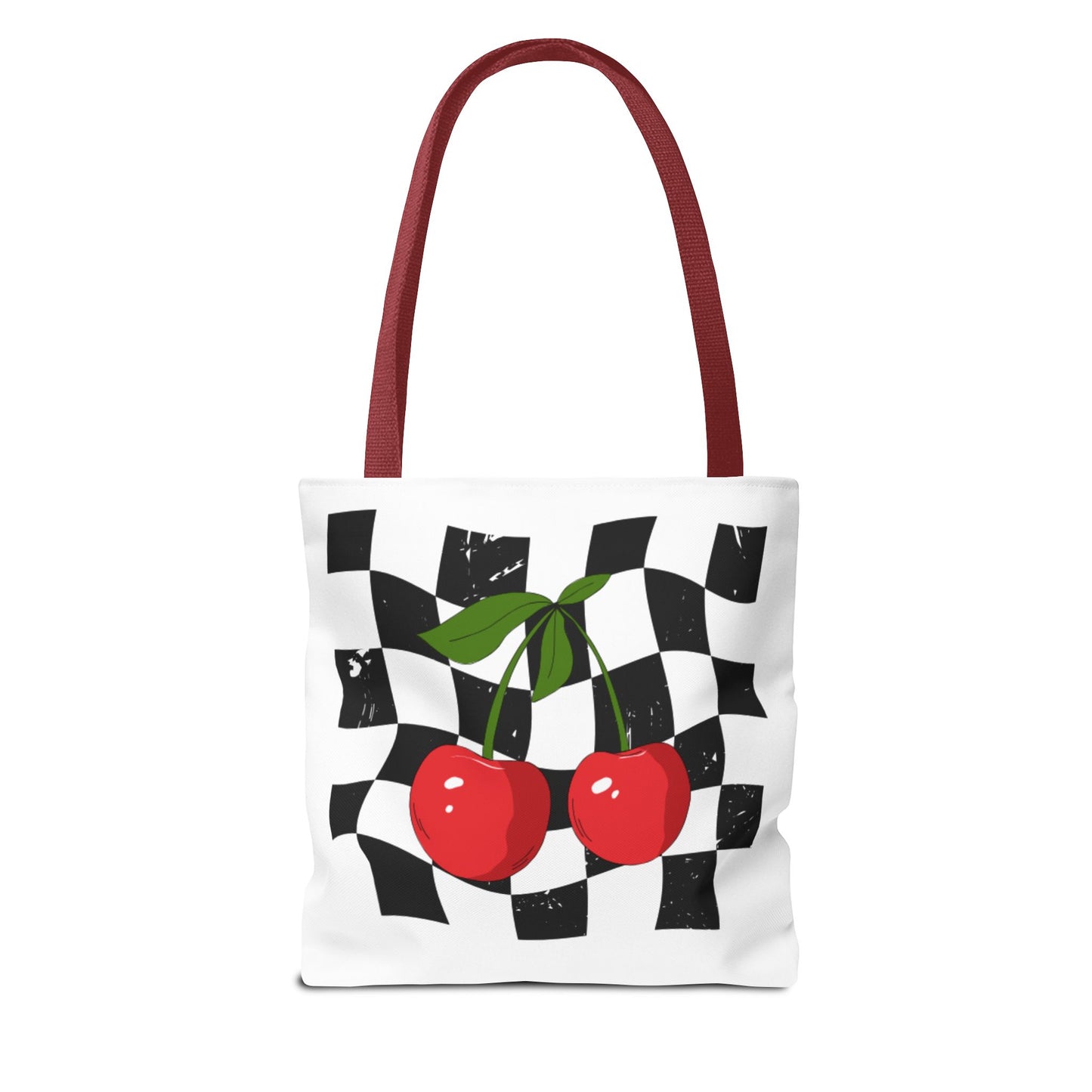 Cute Cherry Checkerboard Tote Bag, Summer Vibe Shopping Bag, Trendy Eco-Friendly Gift, Picnic Essential, Festival Accessory