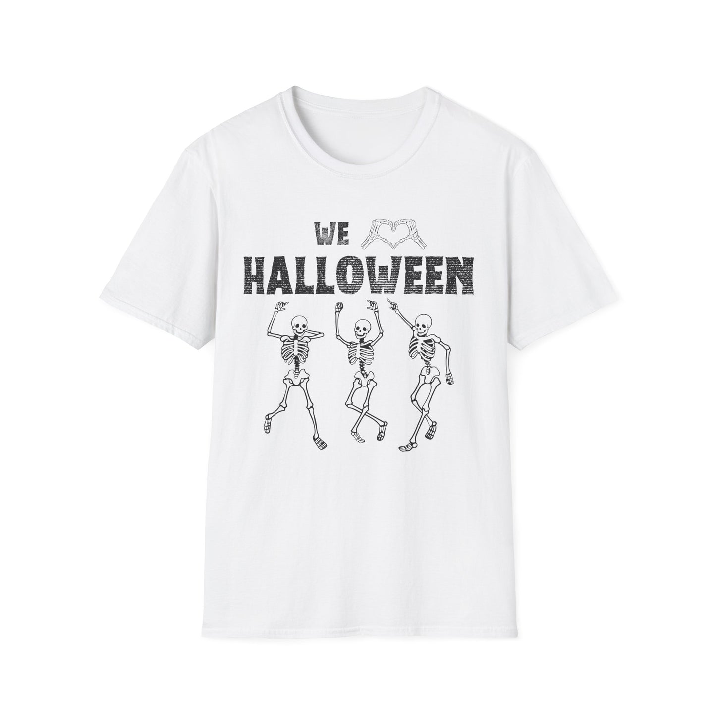 Halloween Skeleton Unisex T-Shirt, Softstyle Tee, Seasonal Shirt, Spooky Apparel, Halloween Gift Idea, All Ages Celebration Wear