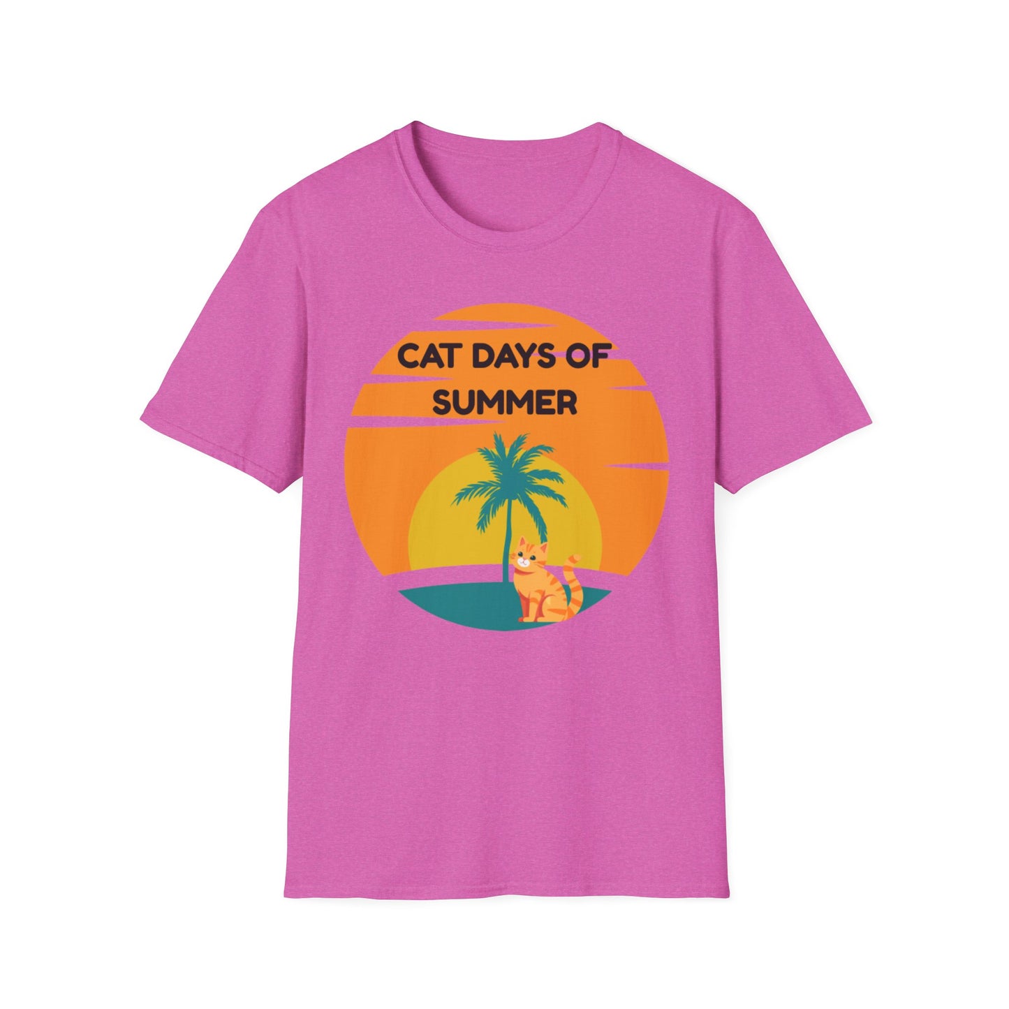 Cat Days of Summer Unisex Softstyle T-Shirt, Cute Cat Shirt, Summer Tee, Vacation Top, Animal Lover Gift, Fun Relaxed Fit