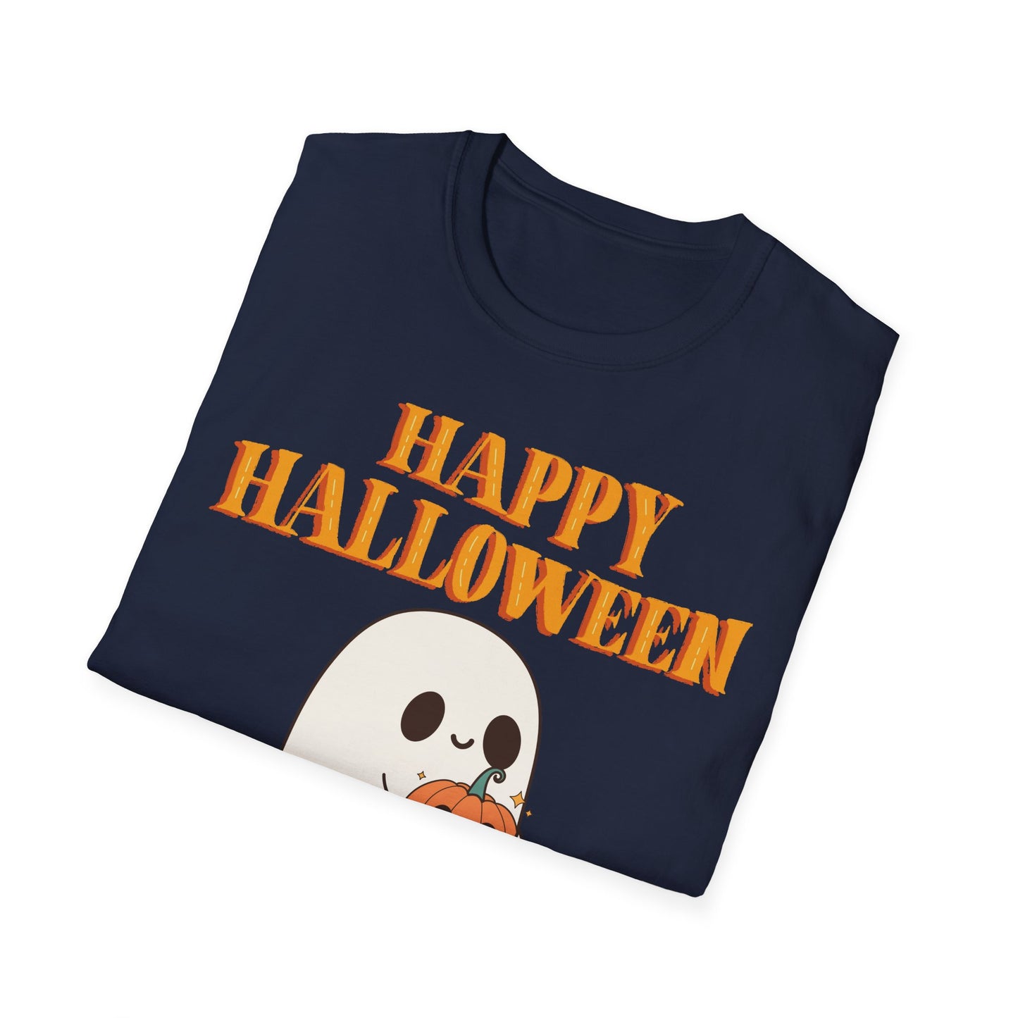 Happy Halloween Ghost T-Shirt, Cute Halloween Tee, Unisex Graphic T-Shirt, Fall Apparel, Spooky Season Shirt, Trick or Treat Top