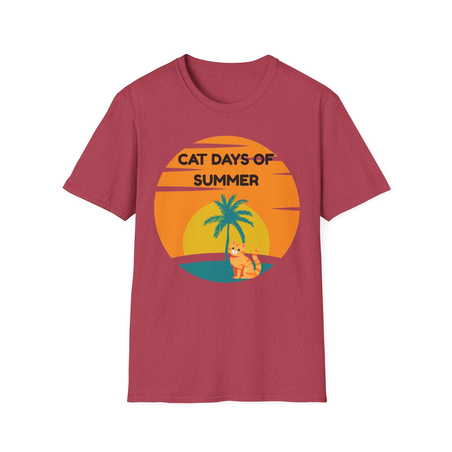 Cat Days of Summer Unisex Softstyle T-Shirt, Cute Cat Shirt, Summer Tee, Vacation Top, Animal Lover Gift, Fun Relaxed Fit