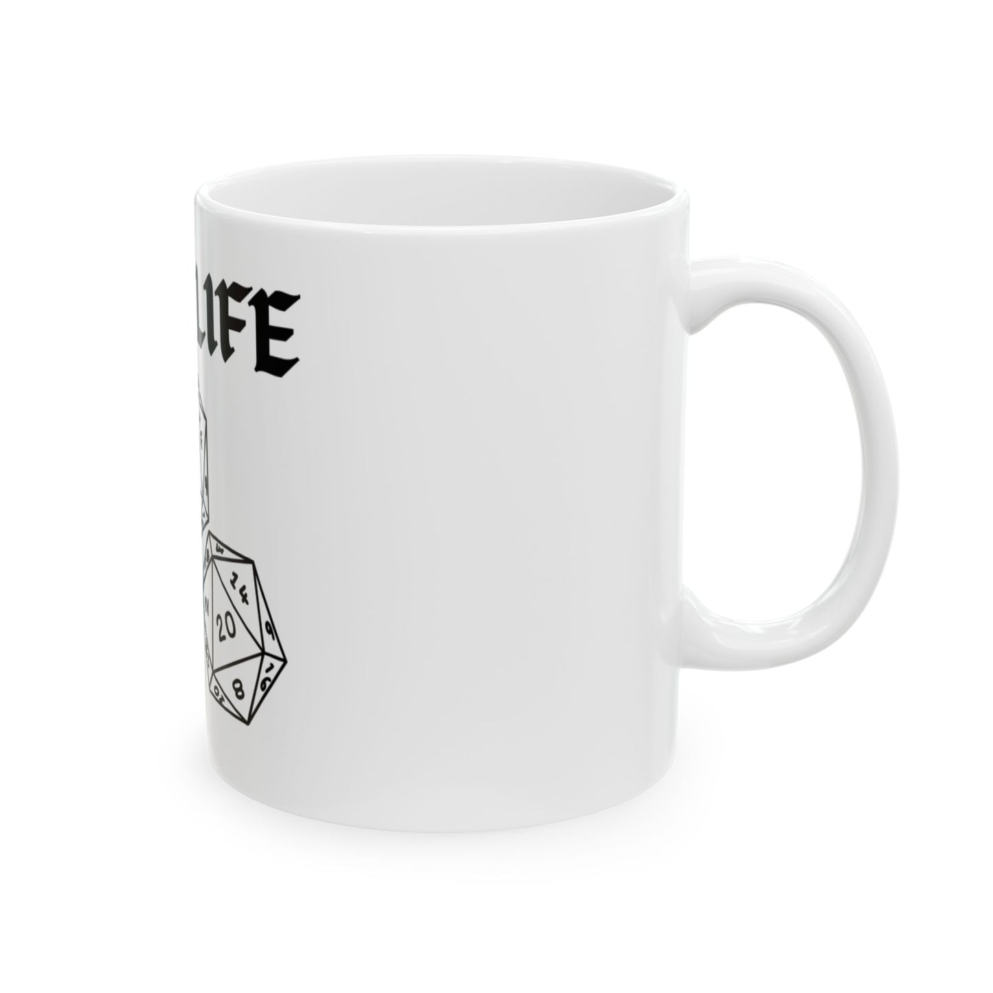 Dice Life Ceramic Coffee Mug, Perfect for Gamers, D&D Lovers, Office Use, Adventurers, Gift for RPG Enthusiasts