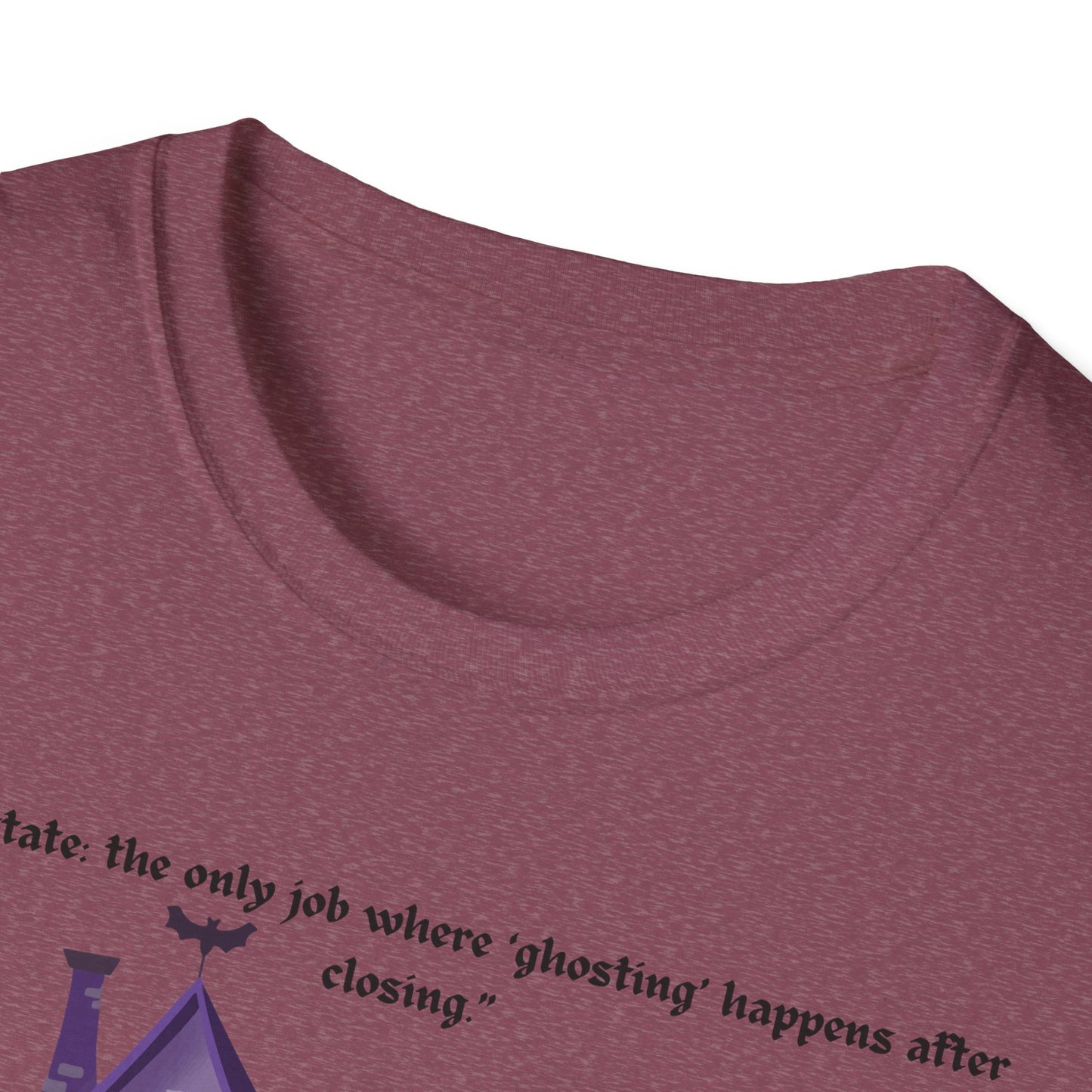 REAL ESTATE Halloween Haunted House T-Shirt, Unisex Softstyle Tee, Spooky Shirt, Fall Festivities, Trick or Treat Apparel