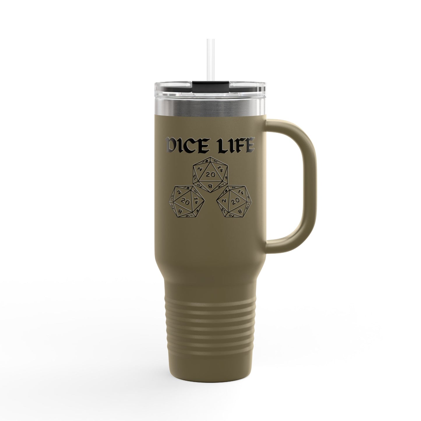 Dice Life Insulated Travel Mug, 40oz | Perfect for Gamers, Strong Design, Great for Parties, Gifts for RPG Fans, Outdoor Adventures