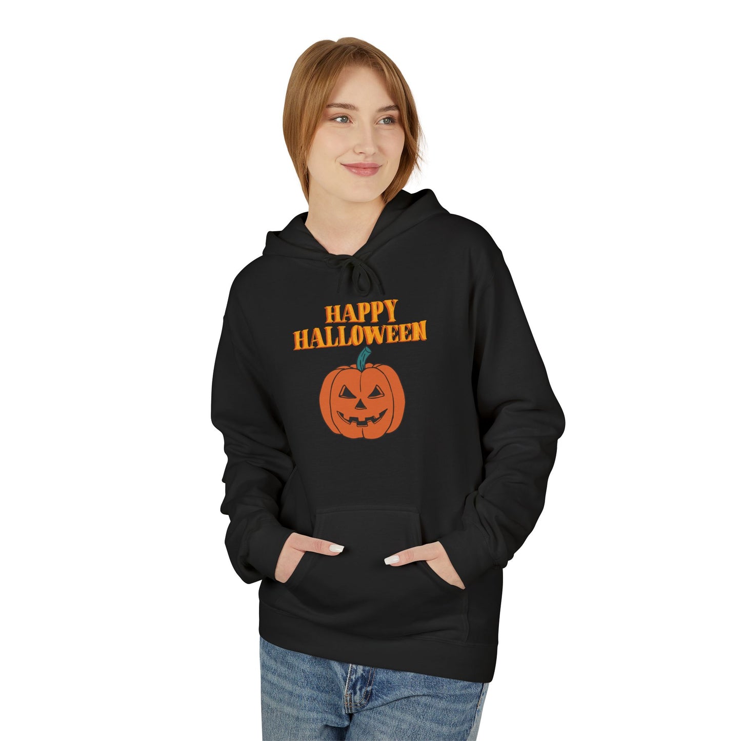 Halloween Pumpkin Hoodie, Unisex Fleece Pullover for Fall, Spooky Season Sweatshirt, October Celebration Gear, Trick or Treat Apparel