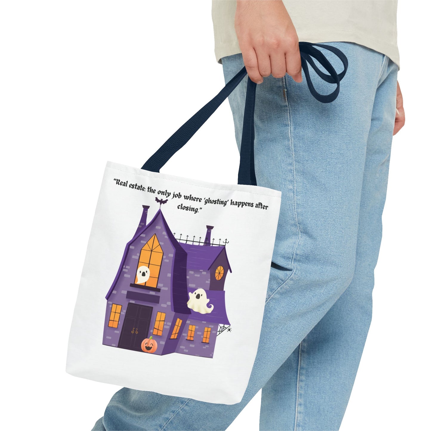 REAL ESTATE Halloween Tote Bag, Ghostly Real Estate Humor, Fun & Spooky Gift for Realtors, Trick or Treat, Fall Celebration Accessories