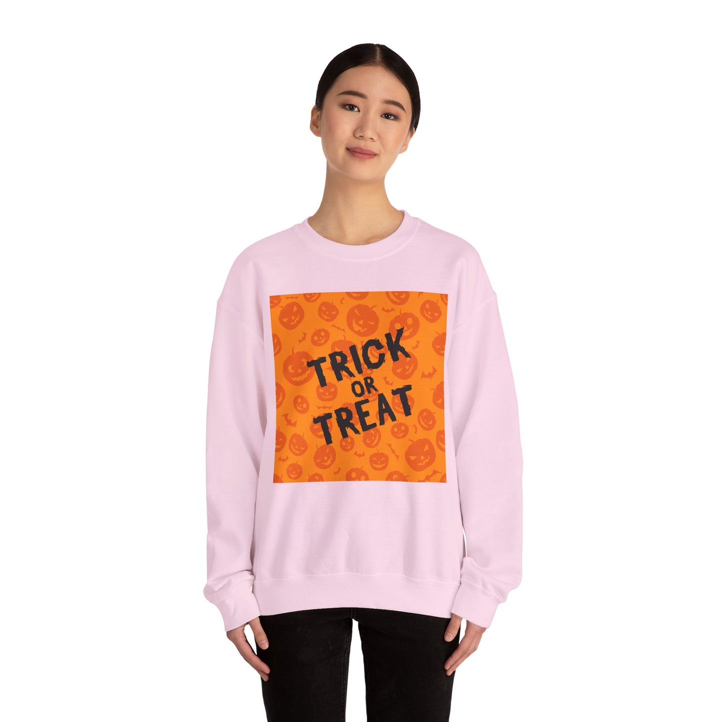 Halloween Trick or Treat Crewneck Sweatshirt, Cozy Fall Apparel, Unisex Sweater, Festive Halloween Sweater, Pumpkin Theme Sweatshirt