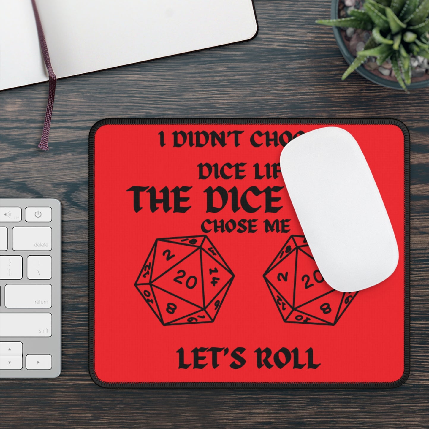 Gaming Mouse Pad - Fun D&D Gamer Gift, Dice Theme Mousepad, Perfect for Game Night, Let's Roll Design, RPG Dice Accessory