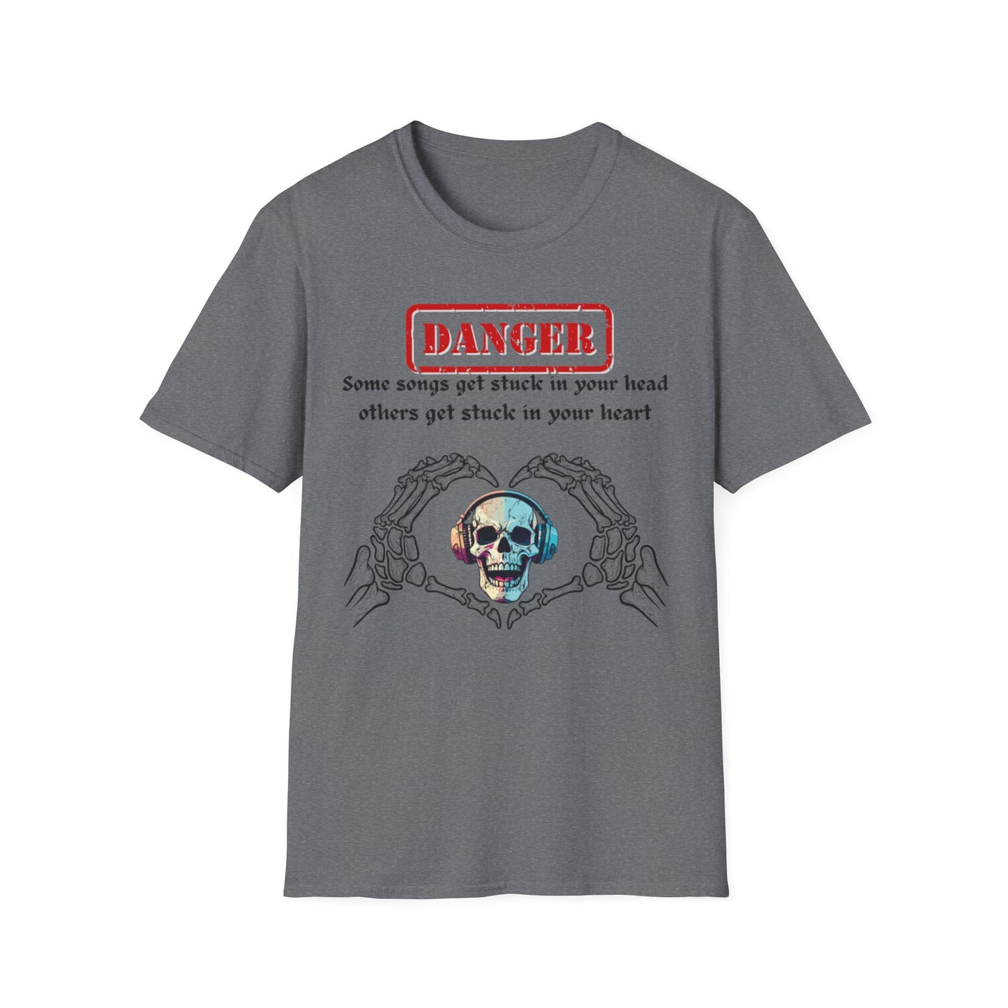 Skull Heart T-Shirt, Edgy Music Lover Tee, Unisex Graphic Shirt, Unique Gift for Friends, Casual Wear, Halloween Fashion