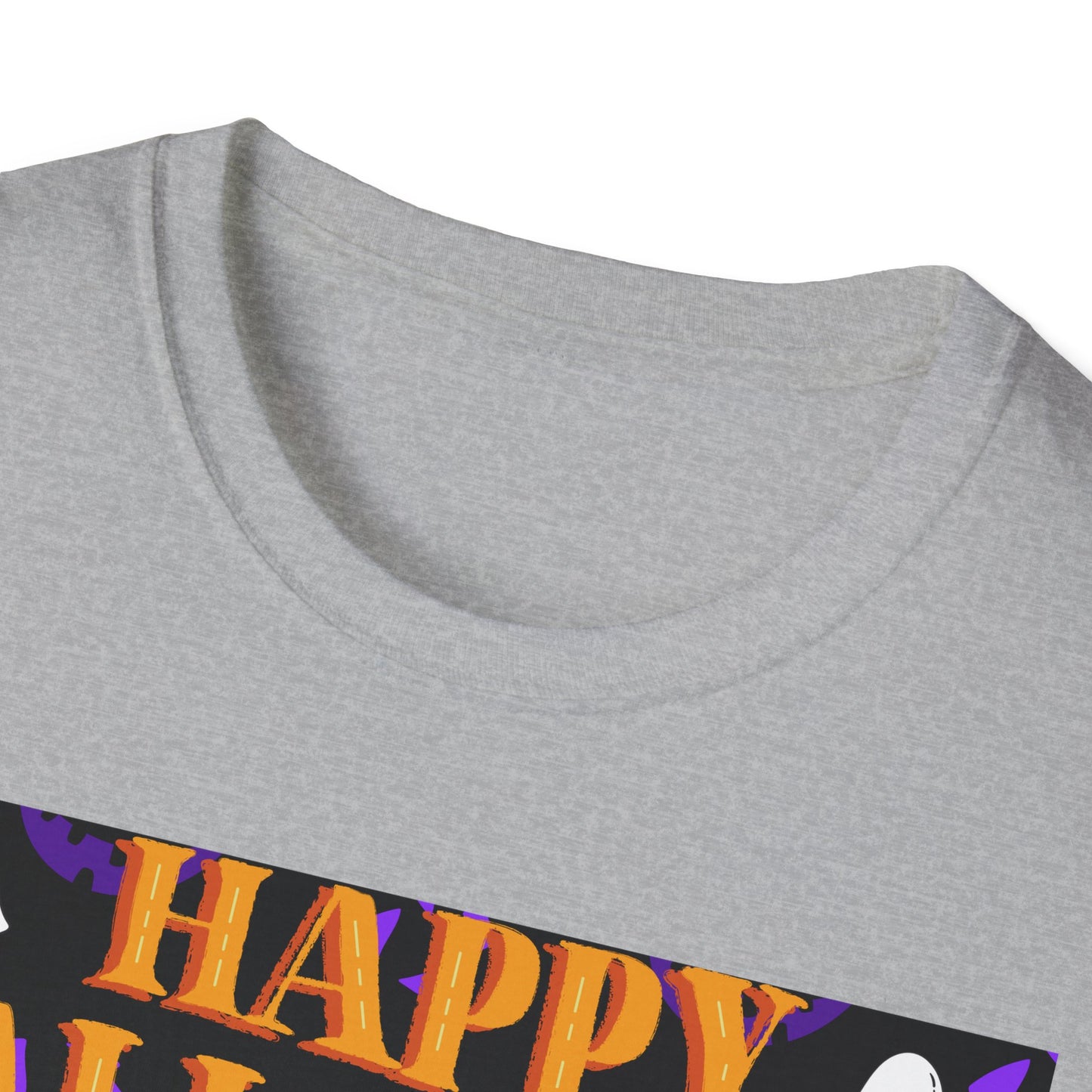 Halloween-Themed Unisex Softstyle T-Shirt, Spooky Fun Shirt, Ghost and Pumpkin Tee, Seasonal Apparel, Festive Gift, Halloween Costume