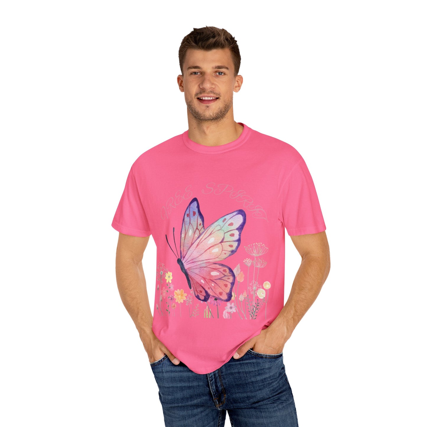 Butterfly Meadow T-Shirt, Colorful Graphic Tee for Nature Lovers, Spring Fashion, Gift for Her, Eco-Friendly Apparel