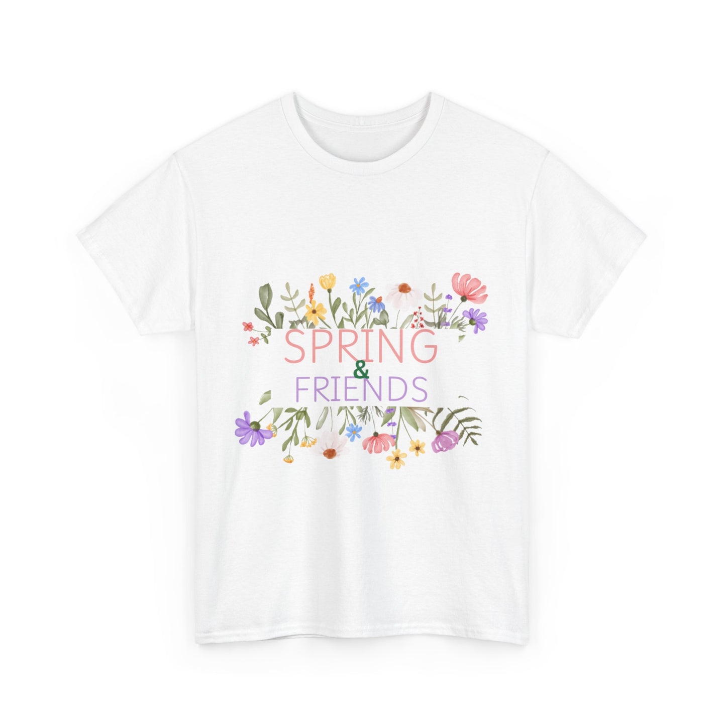 Spring & Friends Floral Unisex Heavy Cotton Tee | Casual Wear, Spring Outfit, Gift for Her, Nature Lover Shirt, Eco-Friendly Tee
