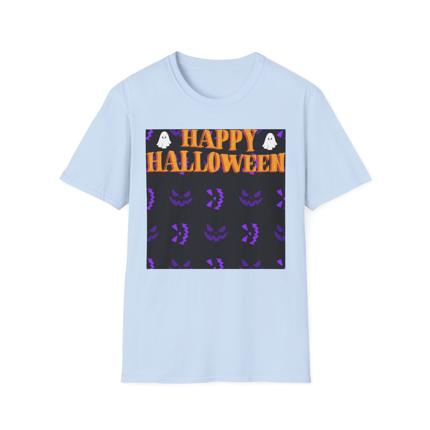 Halloween-Themed Unisex Softstyle T-Shirt, Spooky Fun Shirt, Ghost and Pumpkin Tee, Seasonal Apparel, Festive Gift, Halloween Costume