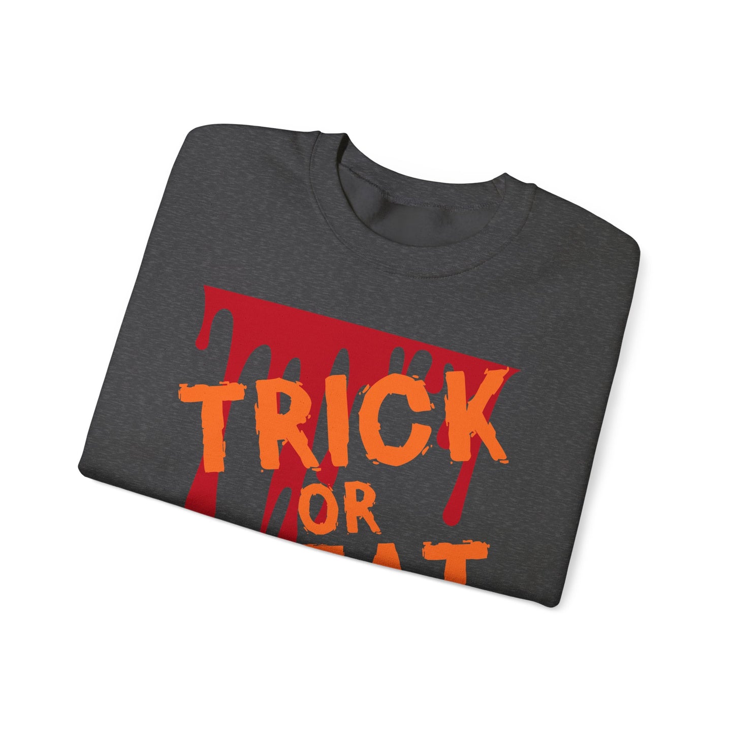 Halloween-Inspired Crewneck Sweatshirt | Cozy Unisex Sweater, Trick or Treat Design, Fall Fashion, Spooky Season Apparel