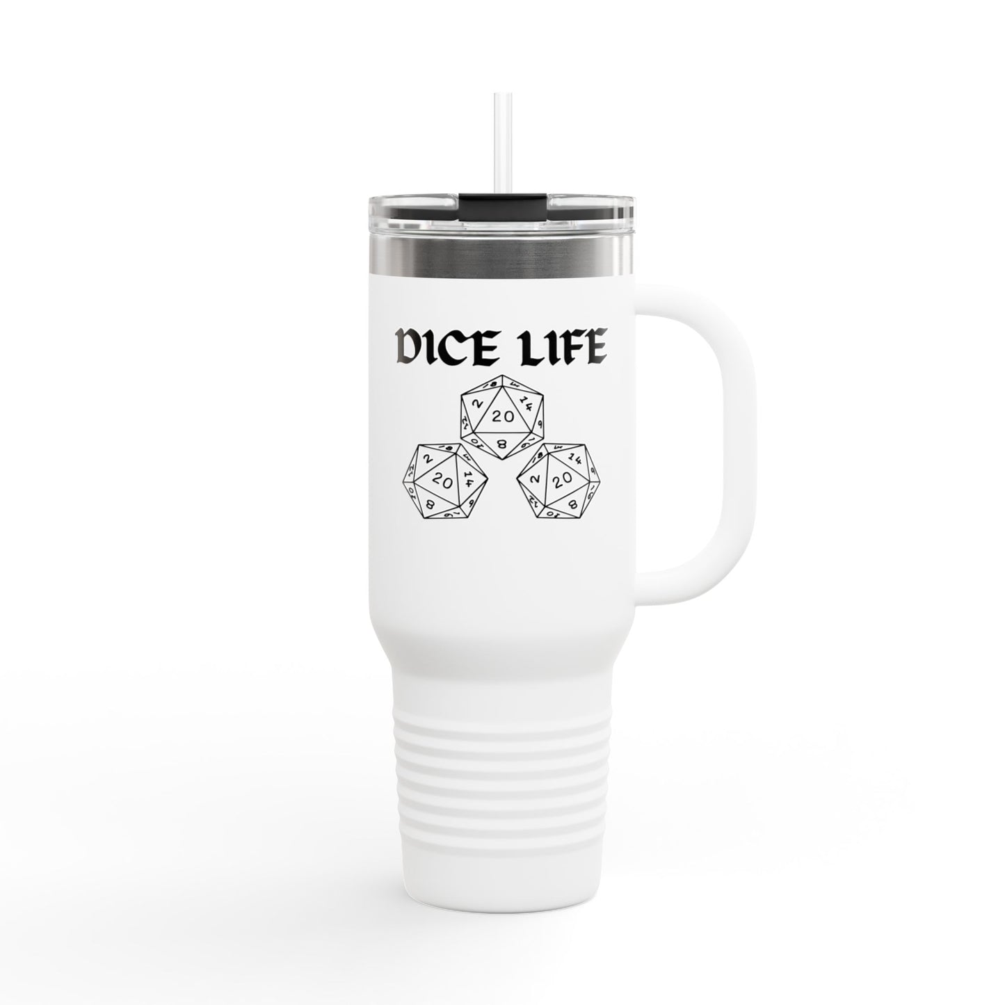 Dice Life Insulated Travel Mug, 40oz | Perfect for Gamers, Strong Design, Great for Parties, Gifts for RPG Fans, Outdoor Adventures