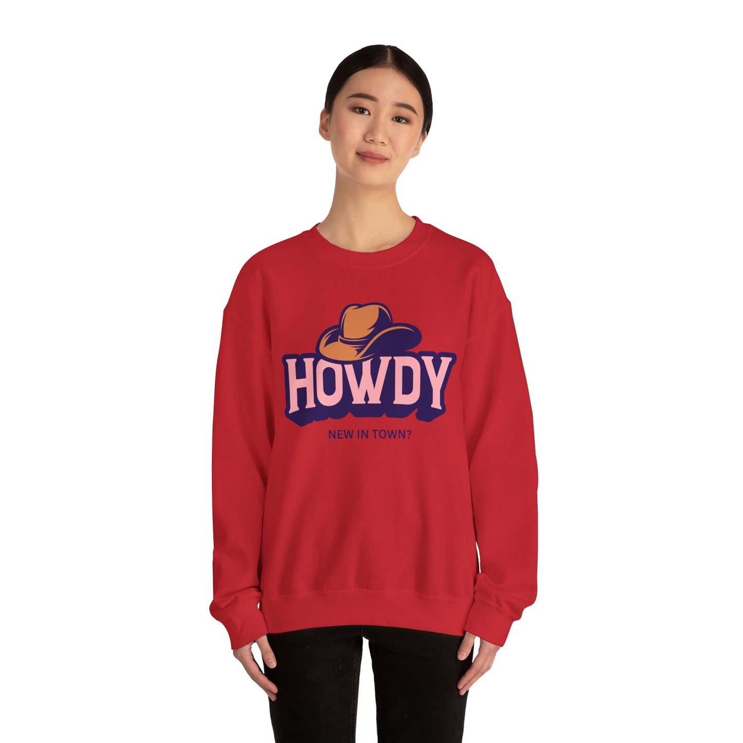 Howdy Cowboy Hat crewneck sweatshirt | Western graphic, New in Town text