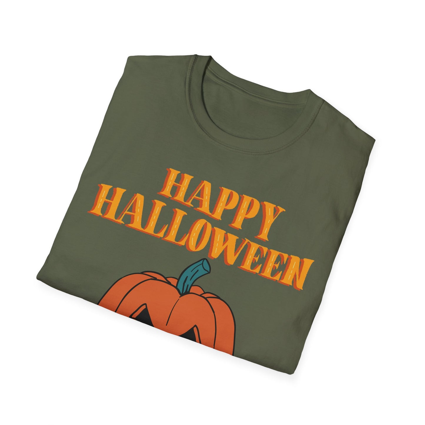 Happy Halloween Pumpkin Unisex T-Shirt, Halloween Apparel, Fall Outfit, Pumpkin Shirt, Spooky Season Tee, Gift for Halloween Lovers
