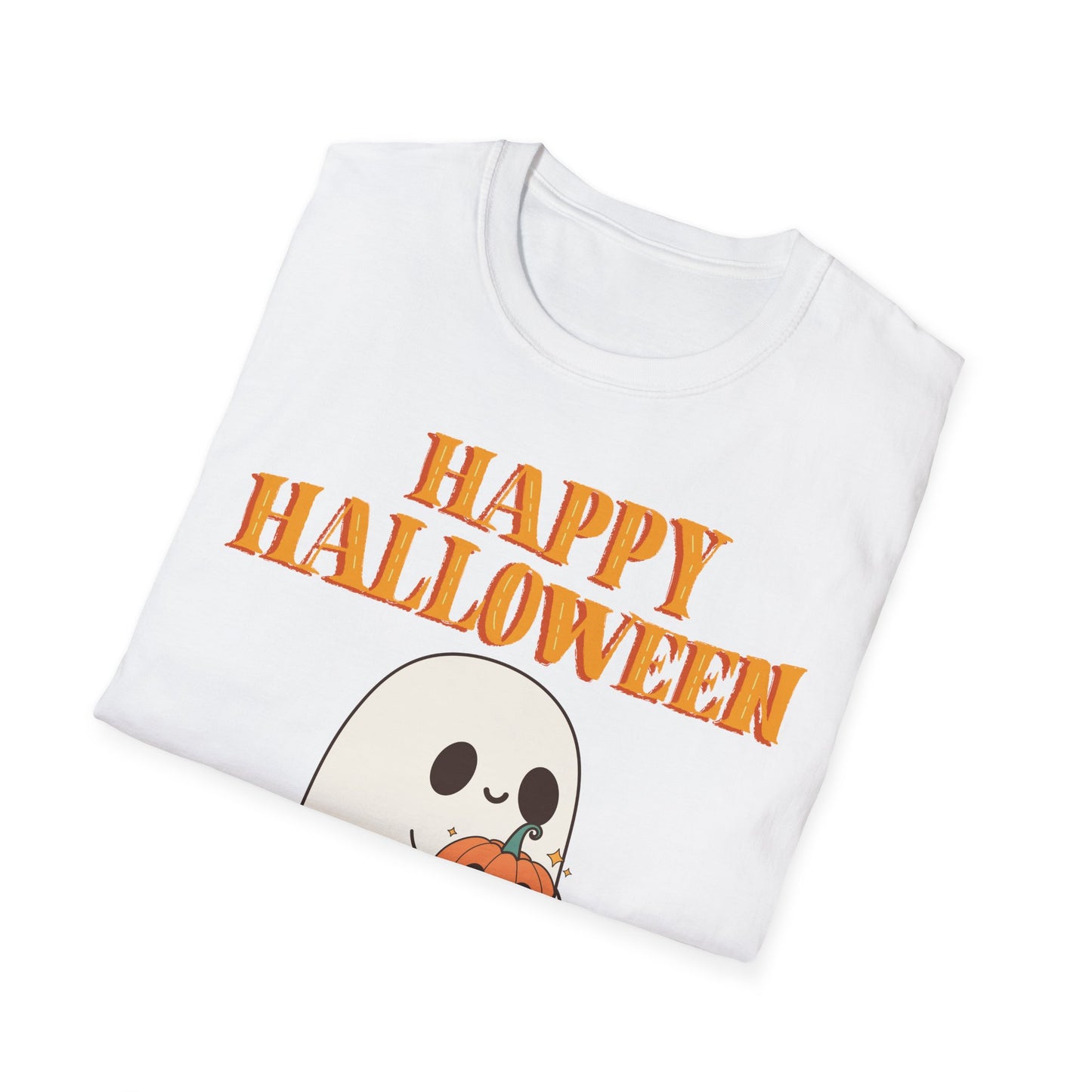 Happy Halloween Ghost T-Shirt, Cute Halloween Tee, Unisex Graphic T-Shirt, Fall Apparel, Spooky Season Shirt, Trick or Treat Top