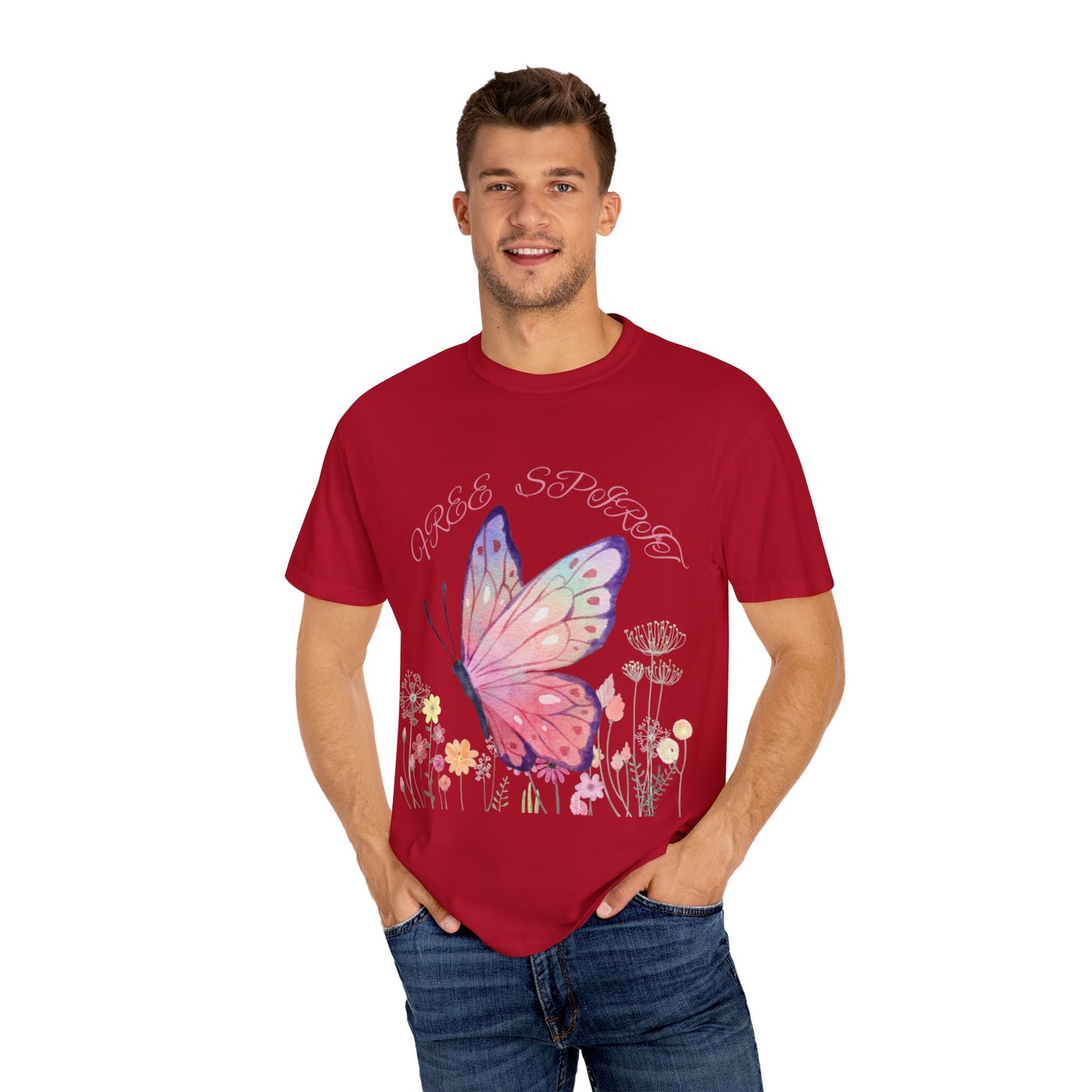Butterfly Meadow T-Shirt, Colorful Graphic Tee for Nature Lovers, Spring Fashion, Gift for Her, Eco-Friendly Apparel