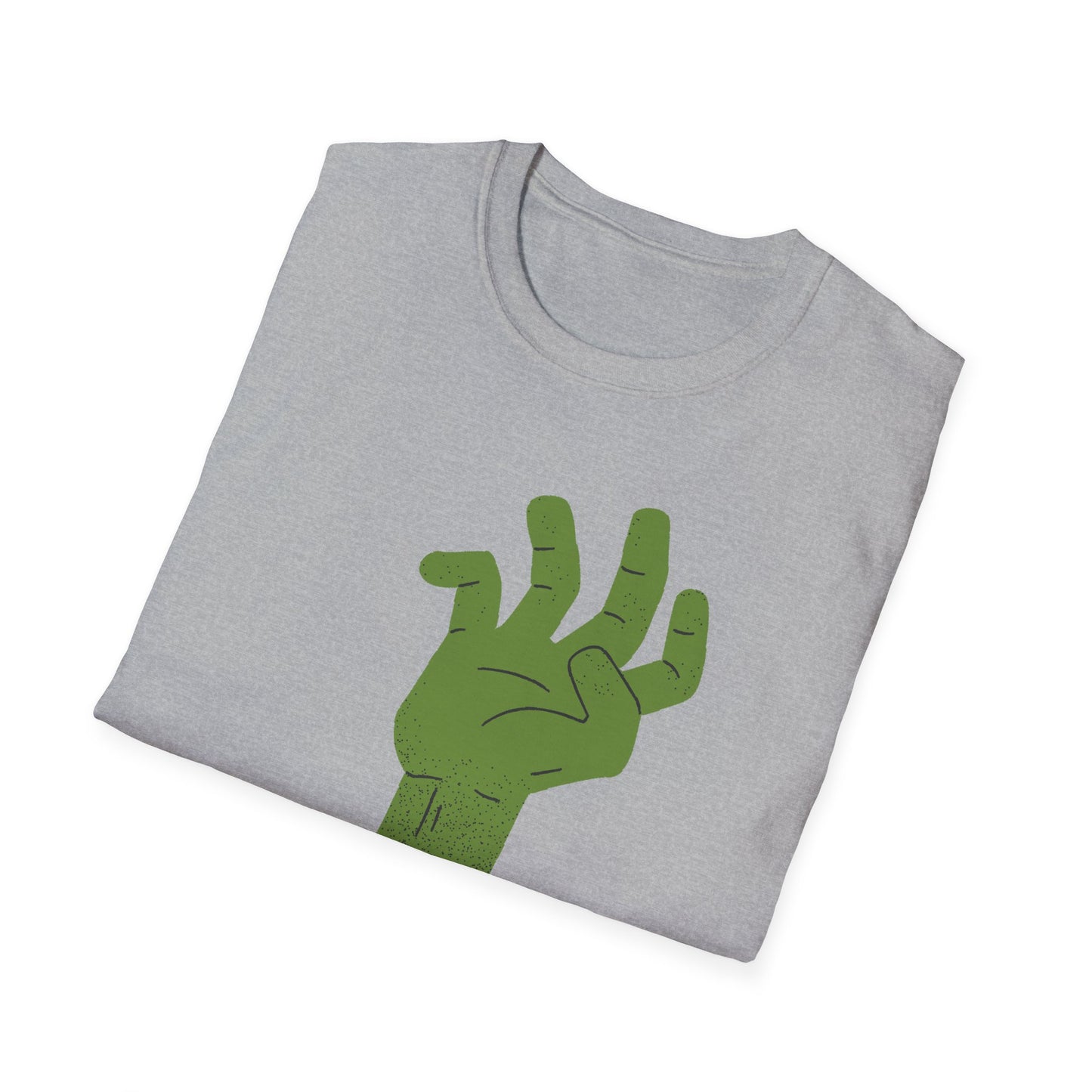 Zombie Hand Unisex Softstyle T-Shirt, Halloween Shirt, Casual Wear, Graphic Tee, Gift for Horror Fans, Spooky Apparel, Unisex Fashion