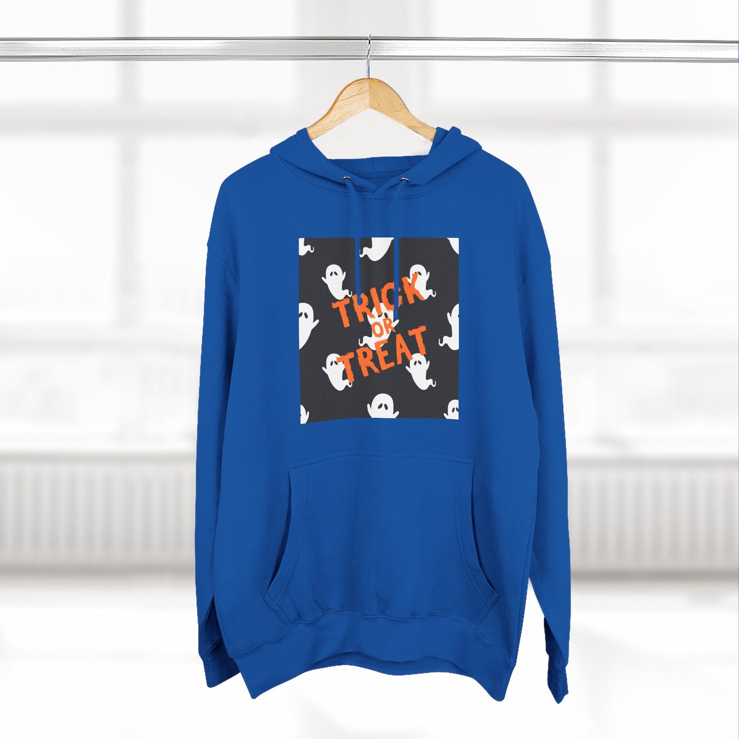 Halloween Ghost Fleece Hoodie, Trick or Treat Hoodie, Cozy Sweatshirt, Spooky Apparel, Fall Fashion, Halloween Costume