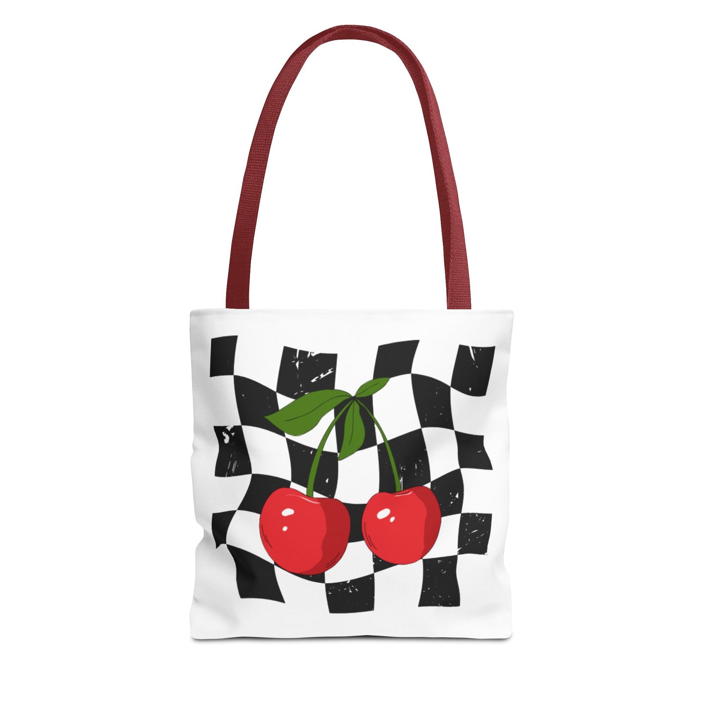 Cute Cherry Checkerboard Tote Bag, Summer Vibe Shopping Bag, Trendy Eco-Friendly Gift, Picnic Essential, Festival Accessory