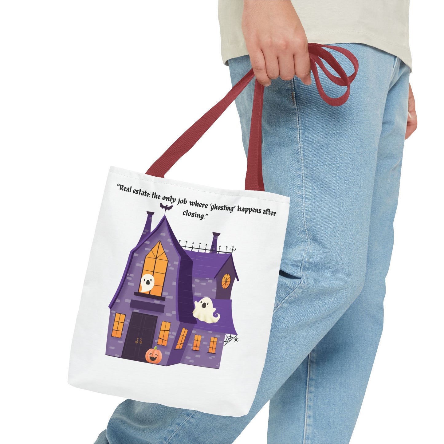 REAL ESTATE Halloween Tote Bag, Ghostly Real Estate Humor, Fun & Spooky Gift for Realtors, Trick or Treat, Fall Celebration Accessories