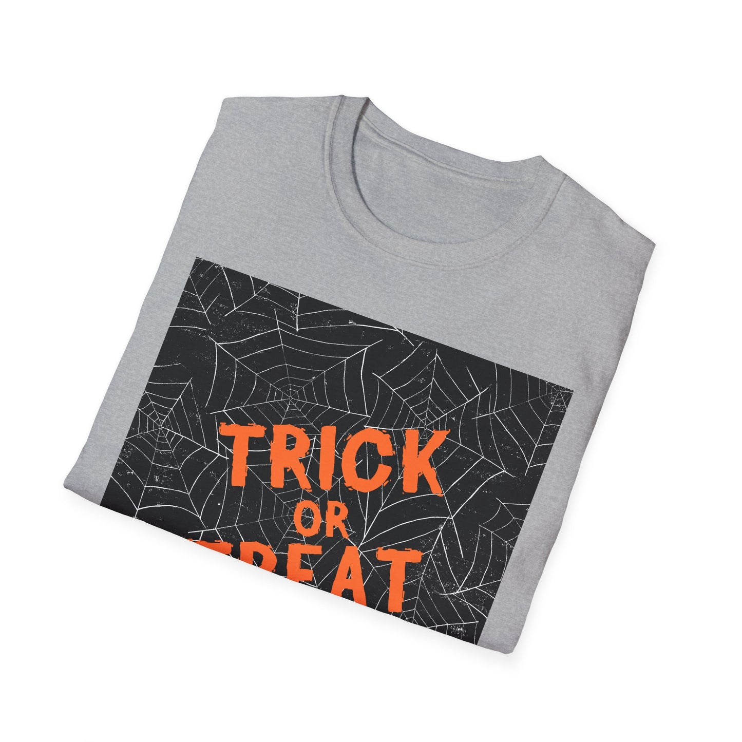 Halloween Trick or Treat Unisex Softstyle T-Shirt, Casual Halloween Wear, Spooky Gift, Fall Fashion, Halloween Party Shirt
