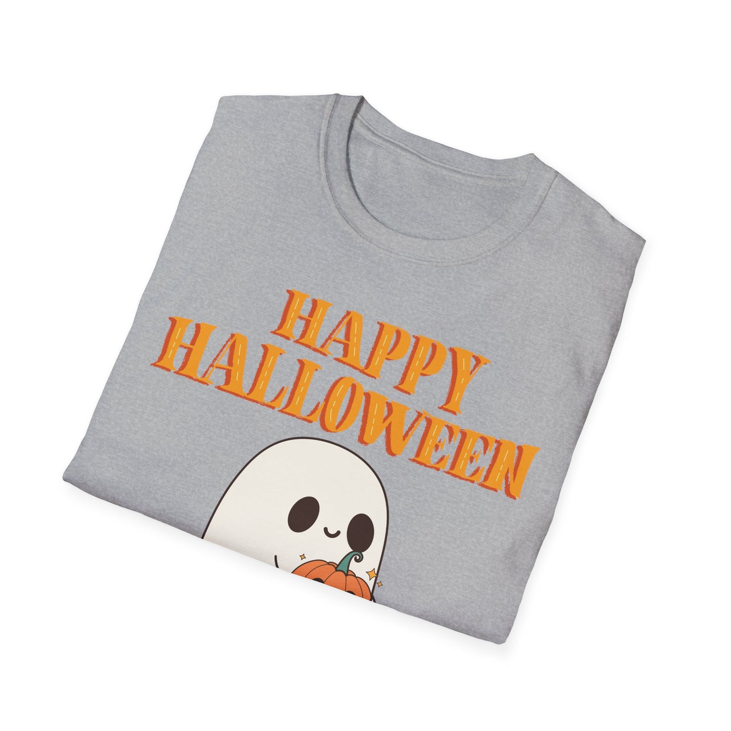 Happy Halloween Ghost T-Shirt, Cute Halloween Tee, Unisex Graphic T-Shirt, Fall Apparel, Spooky Season Shirt, Trick or Treat Top