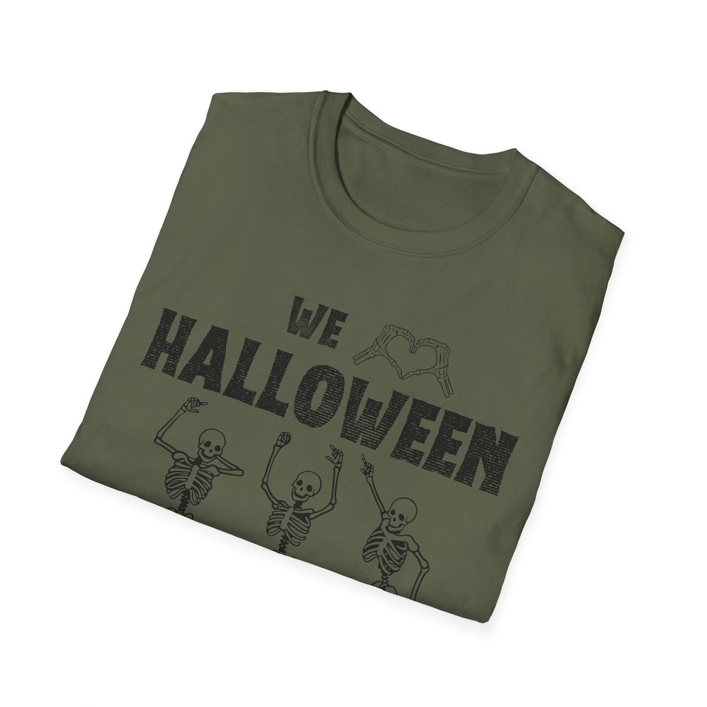 Halloween Skeleton Unisex T-Shirt, Softstyle Tee, Seasonal Shirt, Spooky Apparel, Halloween Gift Idea, All Ages Celebration Wear