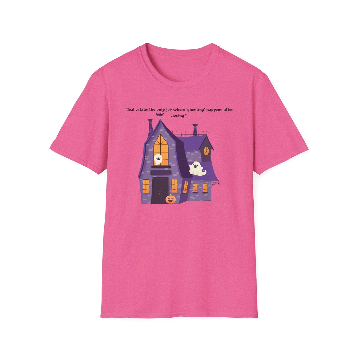REAL ESTATE Halloween Haunted House T-Shirt, Unisex Softstyle Tee, Spooky Shirt, Fall Festivities, Trick or Treat Apparel