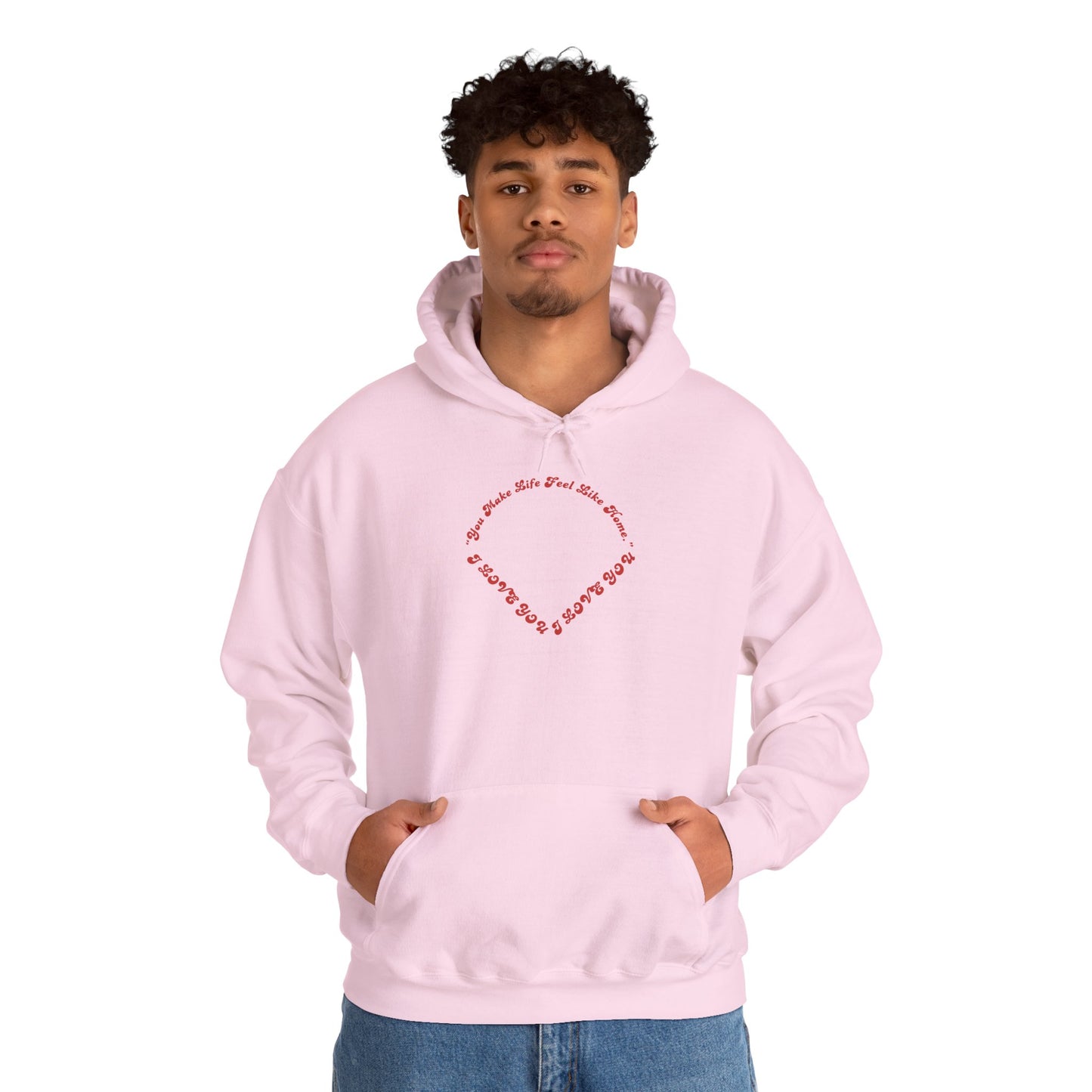 Heart Script Hoodie — Minimal Heart Text Graphic Pullover