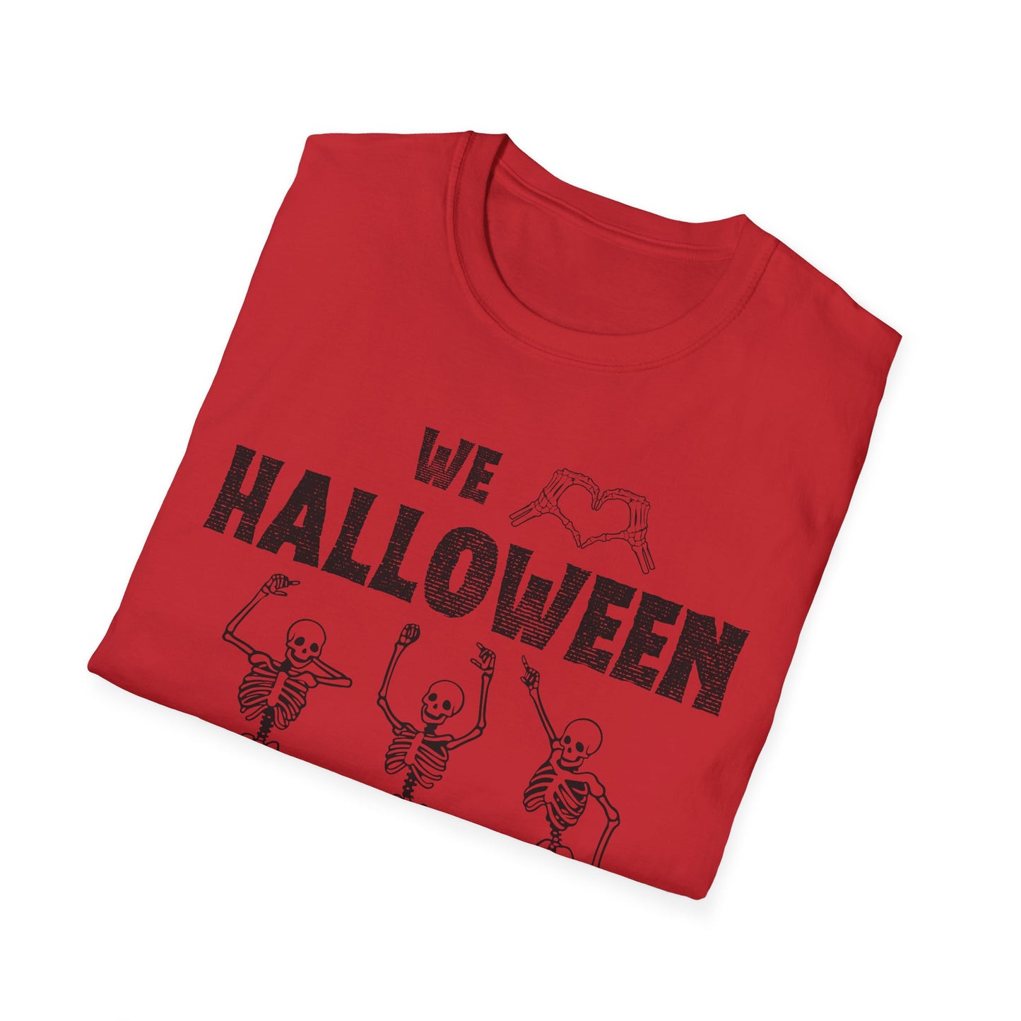 Halloween Skeleton Unisex T-Shirt, Softstyle Tee, Seasonal Shirt, Spooky Apparel, Halloween Gift Idea, All Ages Celebration Wear